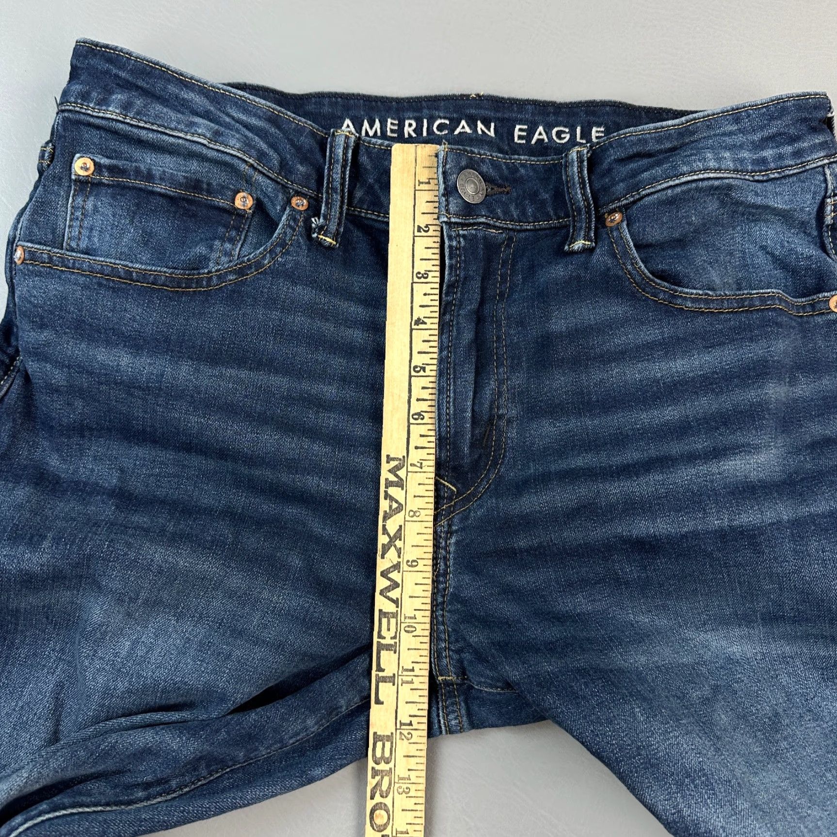 American Eagle Outfitters American Eagle Jeans Mens 34x34 Dark Wash Athletic Fit Stretch Casual Denim 5-Pocket 34x33 Blue Cotton Blend Size US 34 / EU 50 - 5 Thumbnail