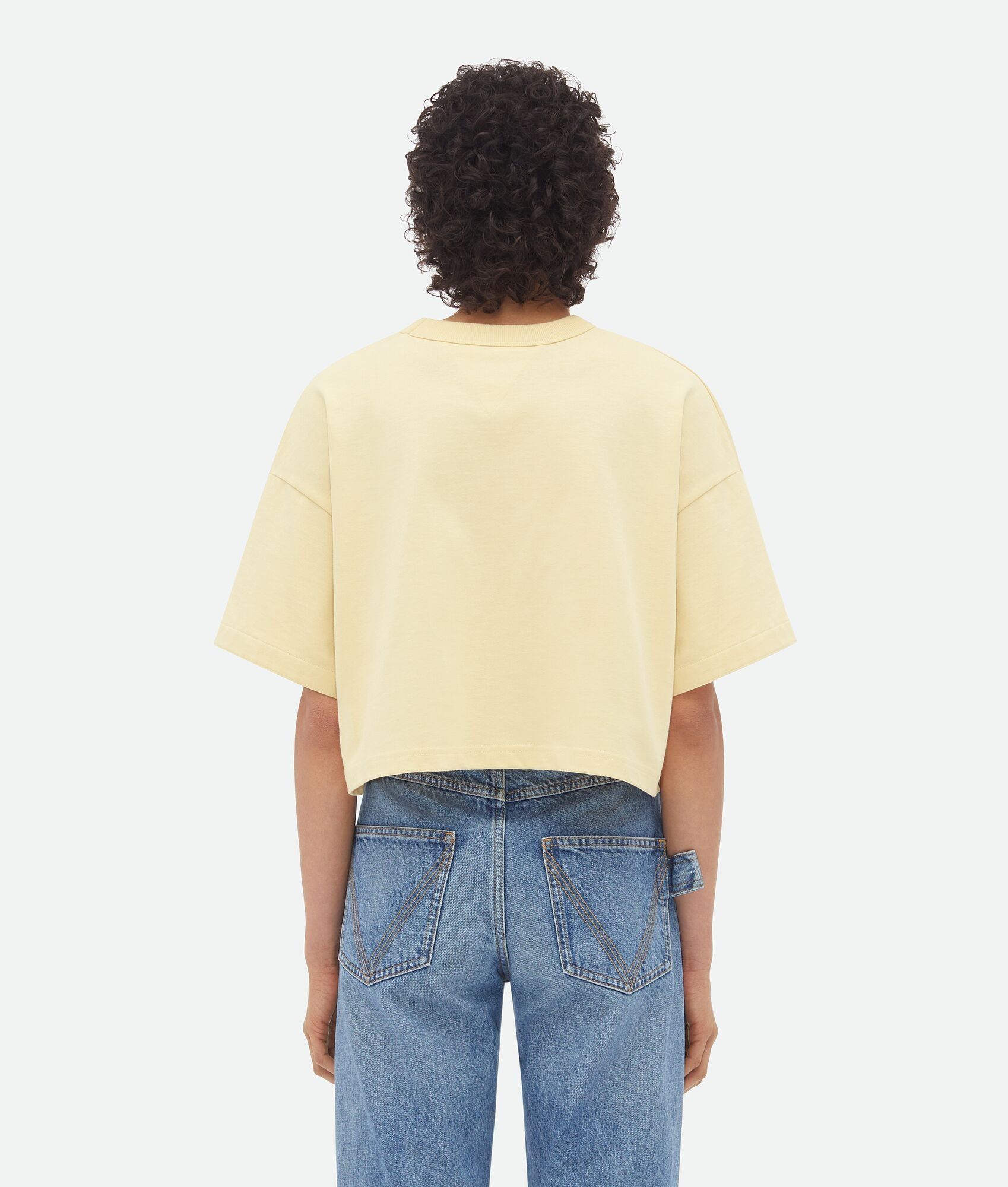 Bottega Veneta o1bcso1str0725 Jersey Cropped T-Shirt With V Pocket Size S / US 4 / IT 40 - 3 Thumbnail