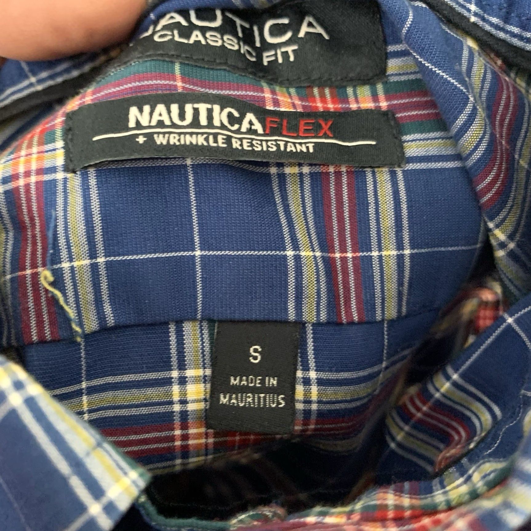 Nautica Nautica Flex Classic Fit Shirt Mens S Navy Blue Plaid Button-Up Stretch Size US S / EU 44-46 / 1 - 4 Thumbnail