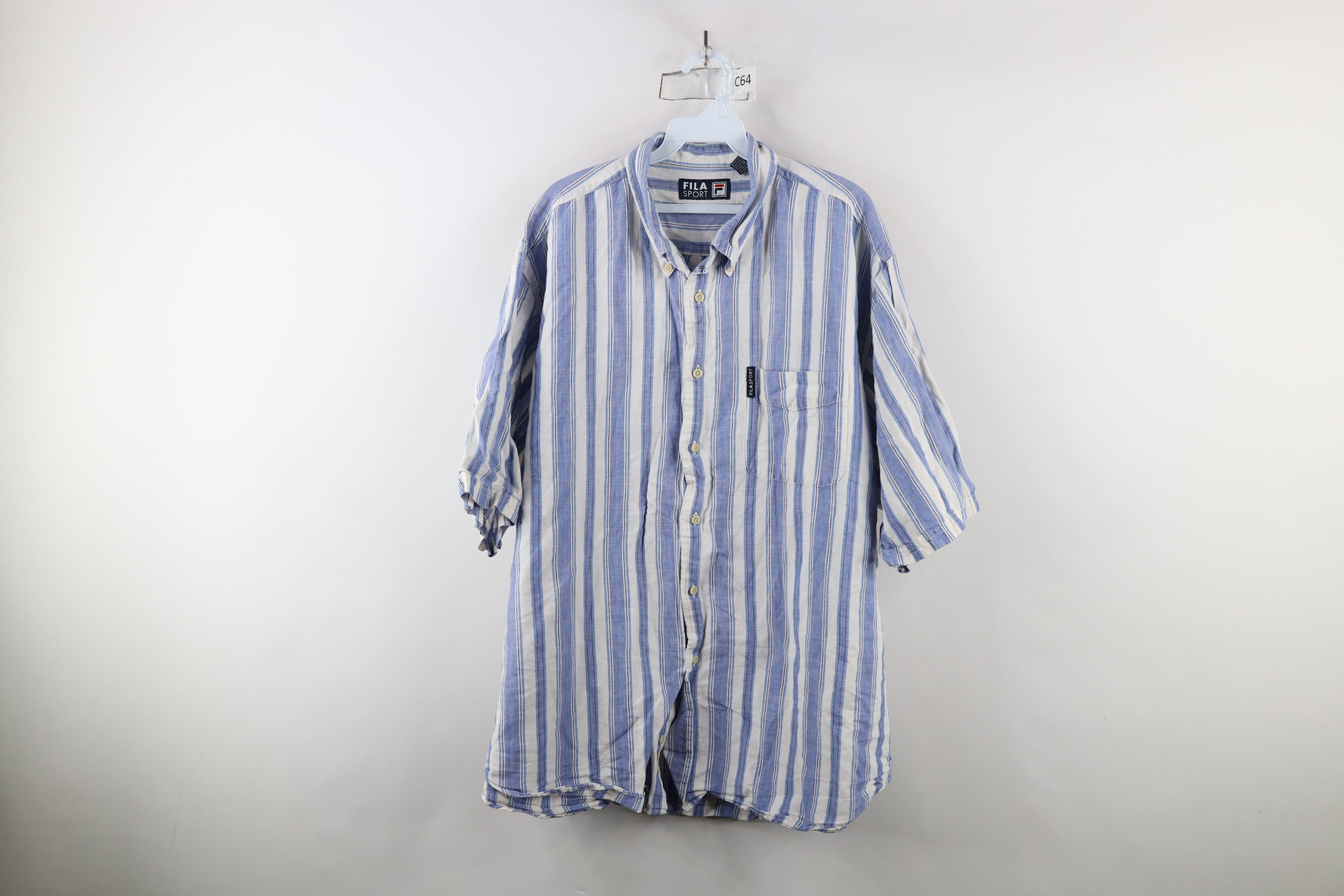 Fila × Vintage Vintage 90s Fila Sport Striped Short Sleeve Button Shirt Size US XL / EU 56 / 4 - 1 Thumbnail