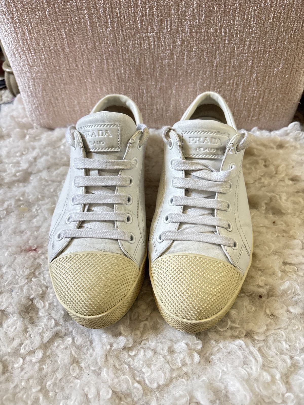 Prada Vintage prada leather sneakers Size US 5.5 / IT 35.5 - 3 Thumbnail