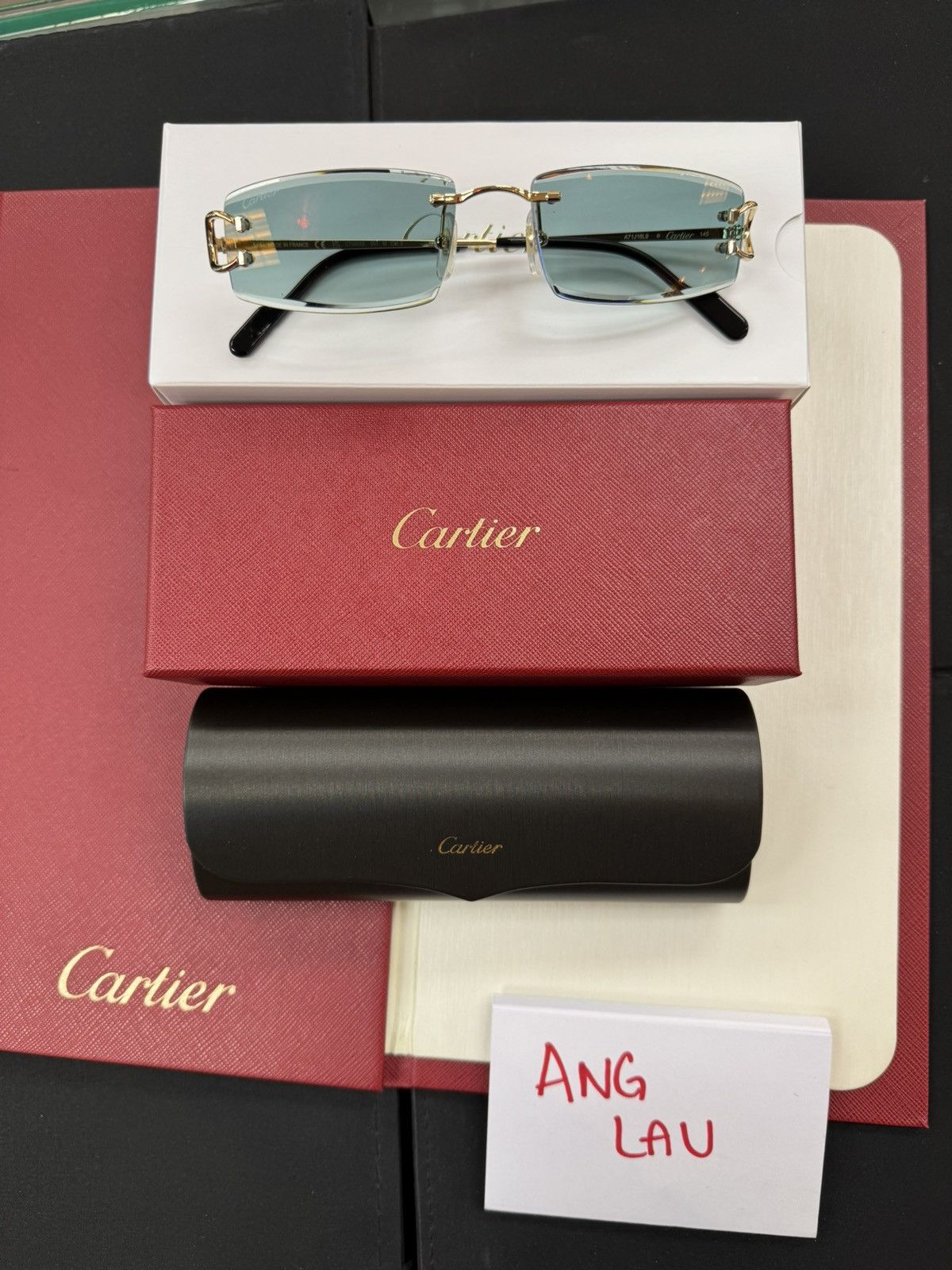 Cartier Big C Decor Gold Sunglasses Diamond Cut Lenses