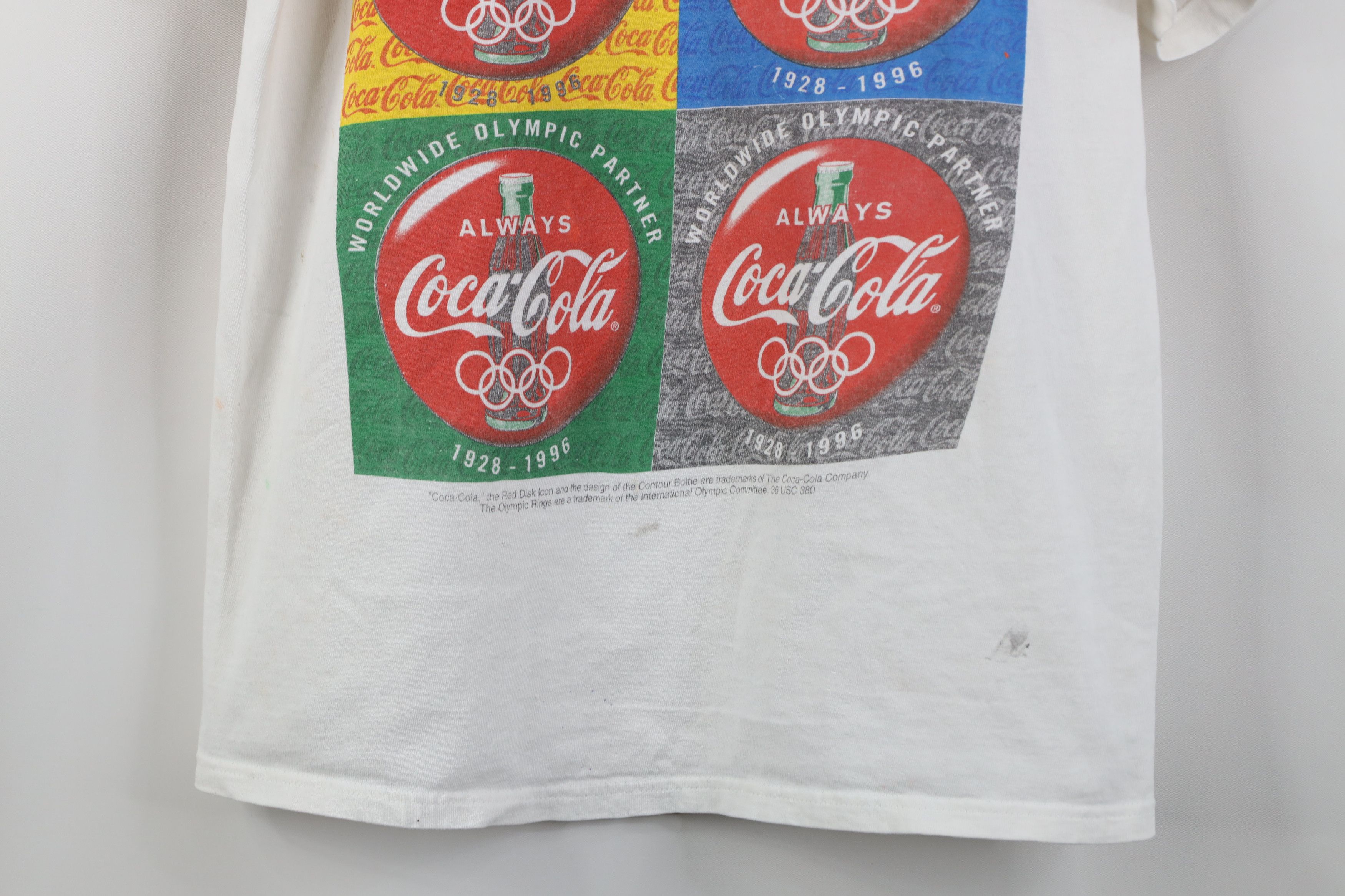 Hanes Vintage 90s Coca Cola 1996 Olympics Atlanta T-Shirt Size S / US 4 / IT 40 - 3 Thumbnail