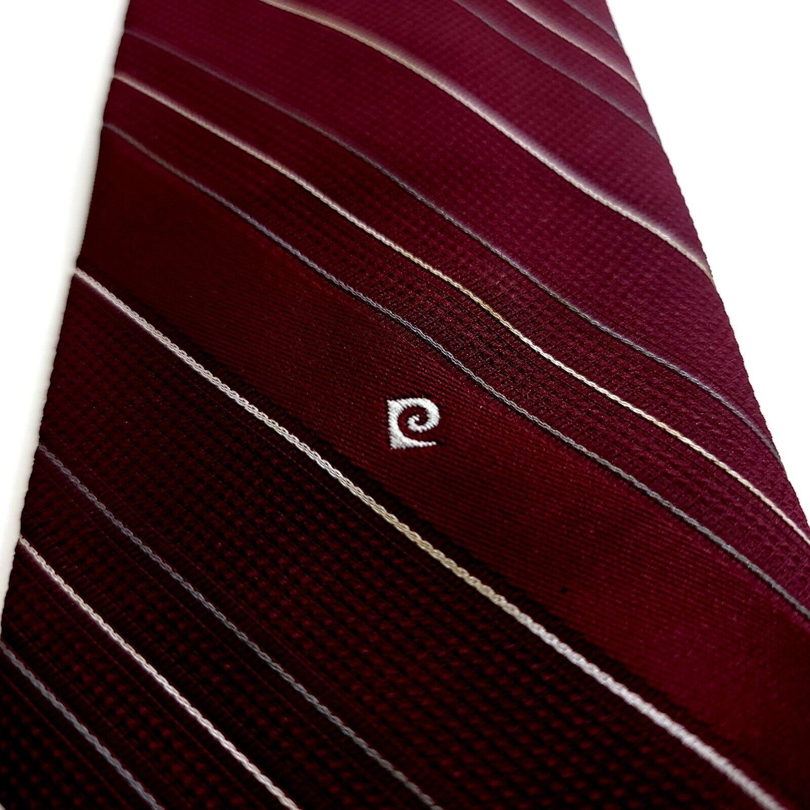 Pierre Cardin Vintage Pierre Cardin Polyester Maroon Red Woven Striped Sho Size ONE SIZE - 2 Thumbnail