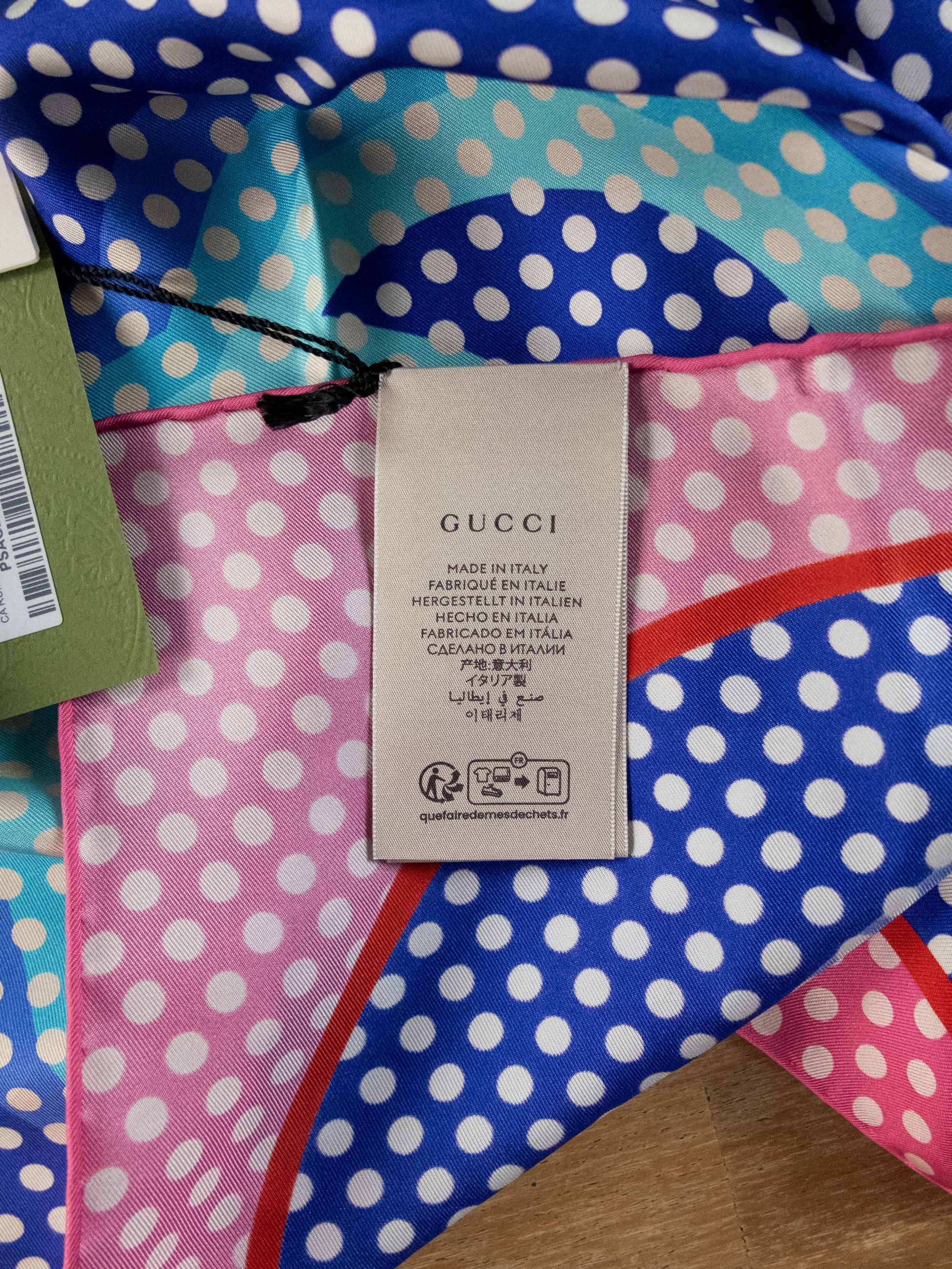Gucci GUCCI interlocking G logo & polka dots silk square scarf Size ONE SIZE - 7 Thumbnail