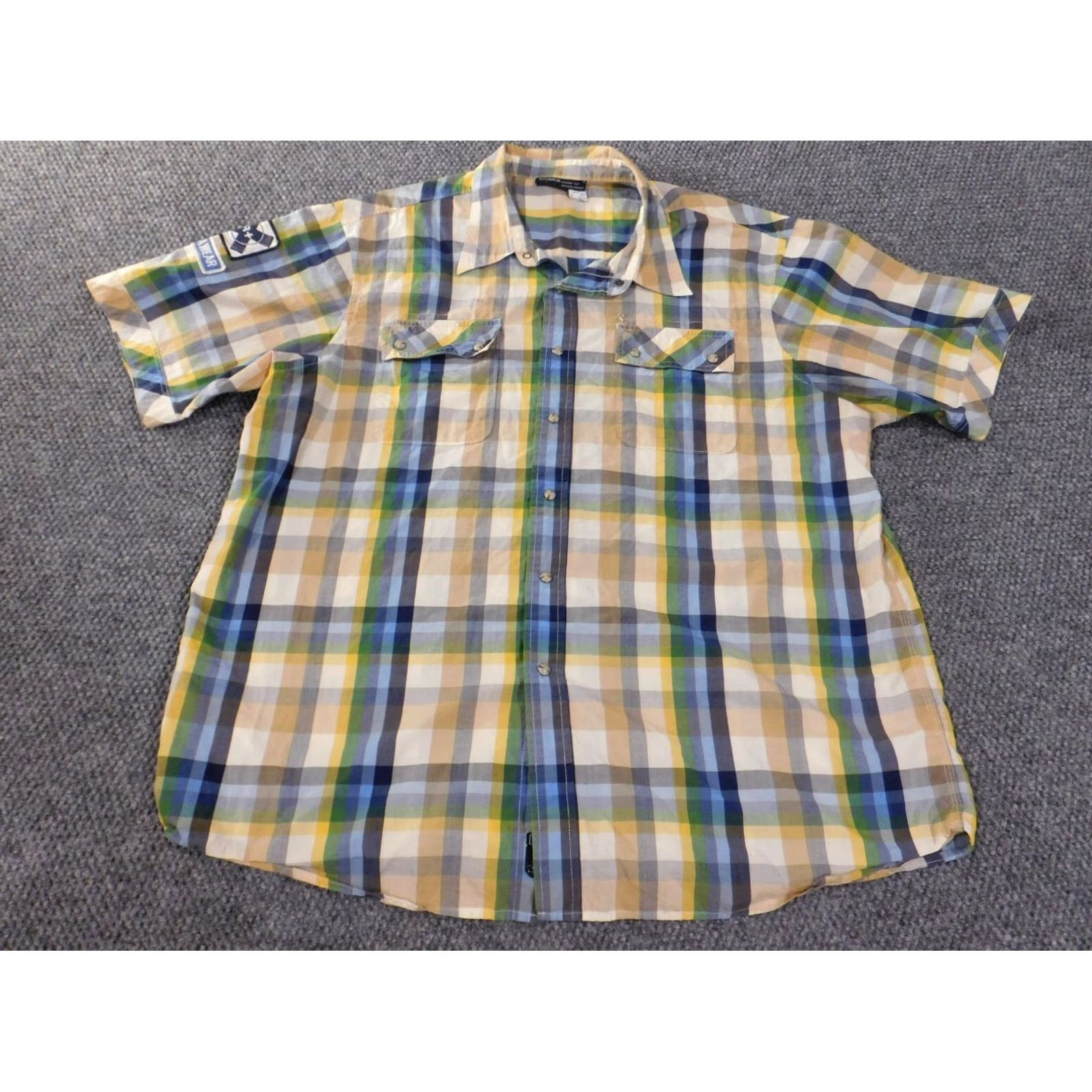Rocawear Rocawear Shirt 3XL Mens Yellow Plaid Embroidered Button-Up Short Sleeve Retro Vintage Shirt Size US XXL / EU 58 / 5 - 2 Thumbnail