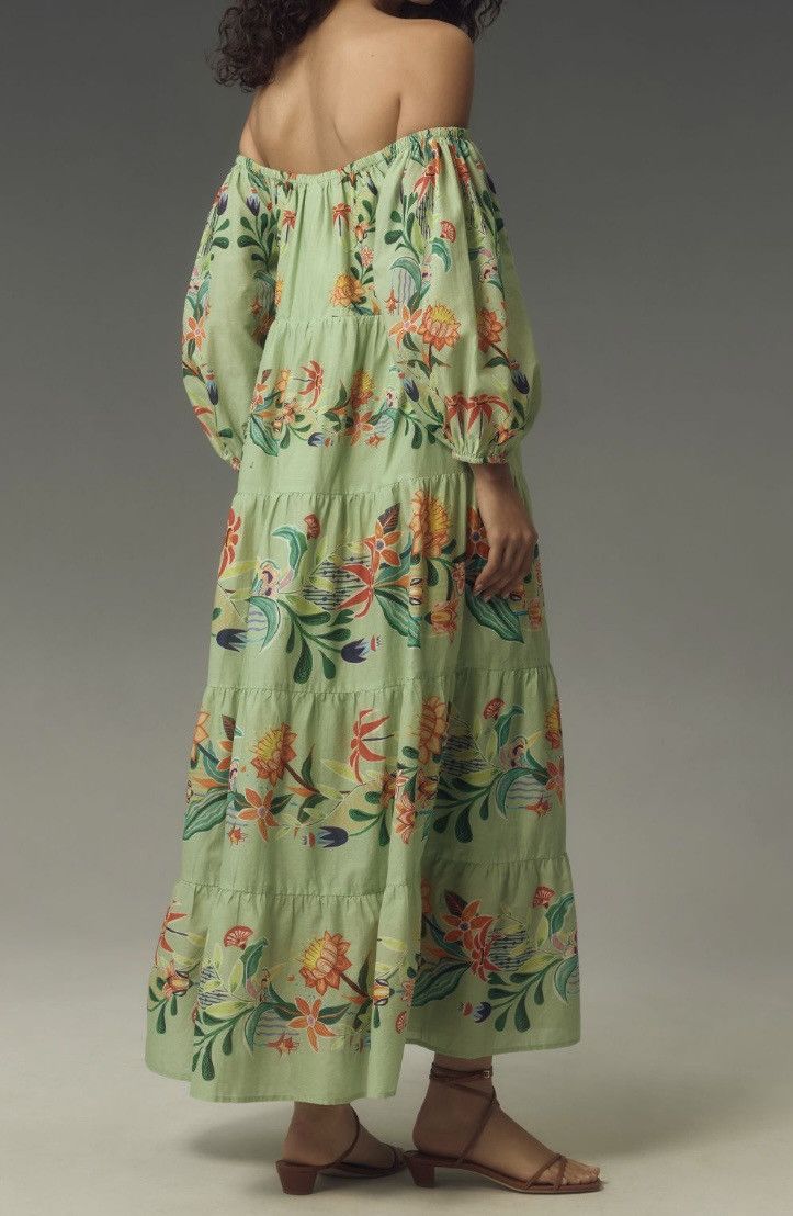 Farm Rio Farm Rio Off-The-Shoulder Tiered Floral Maxi Dress, Size M Size M / US 6-8 / IT 42-44 - 3 Thumbnail