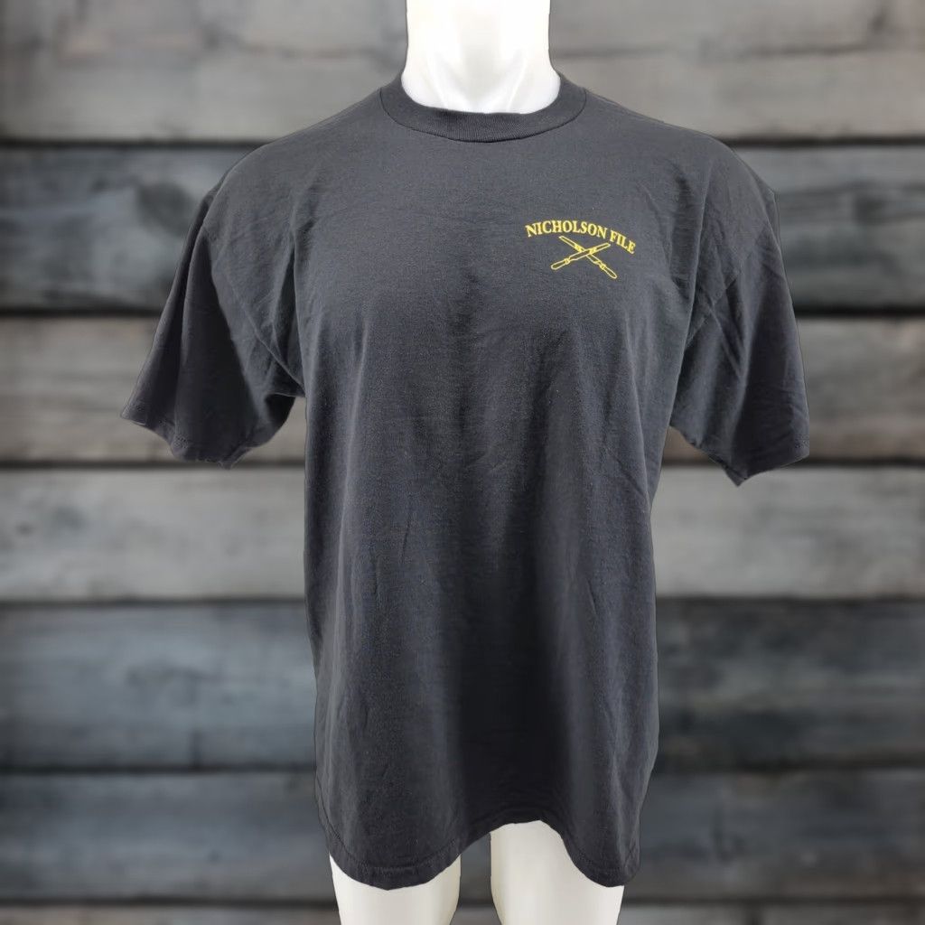 Jerzees VINTAGE Nicholson File Black Shirt Men’s Size L Graphic Print T-Shirt Short Sleeve Men Size US L / EU 52-54 / 3 - 1 Thumbnail