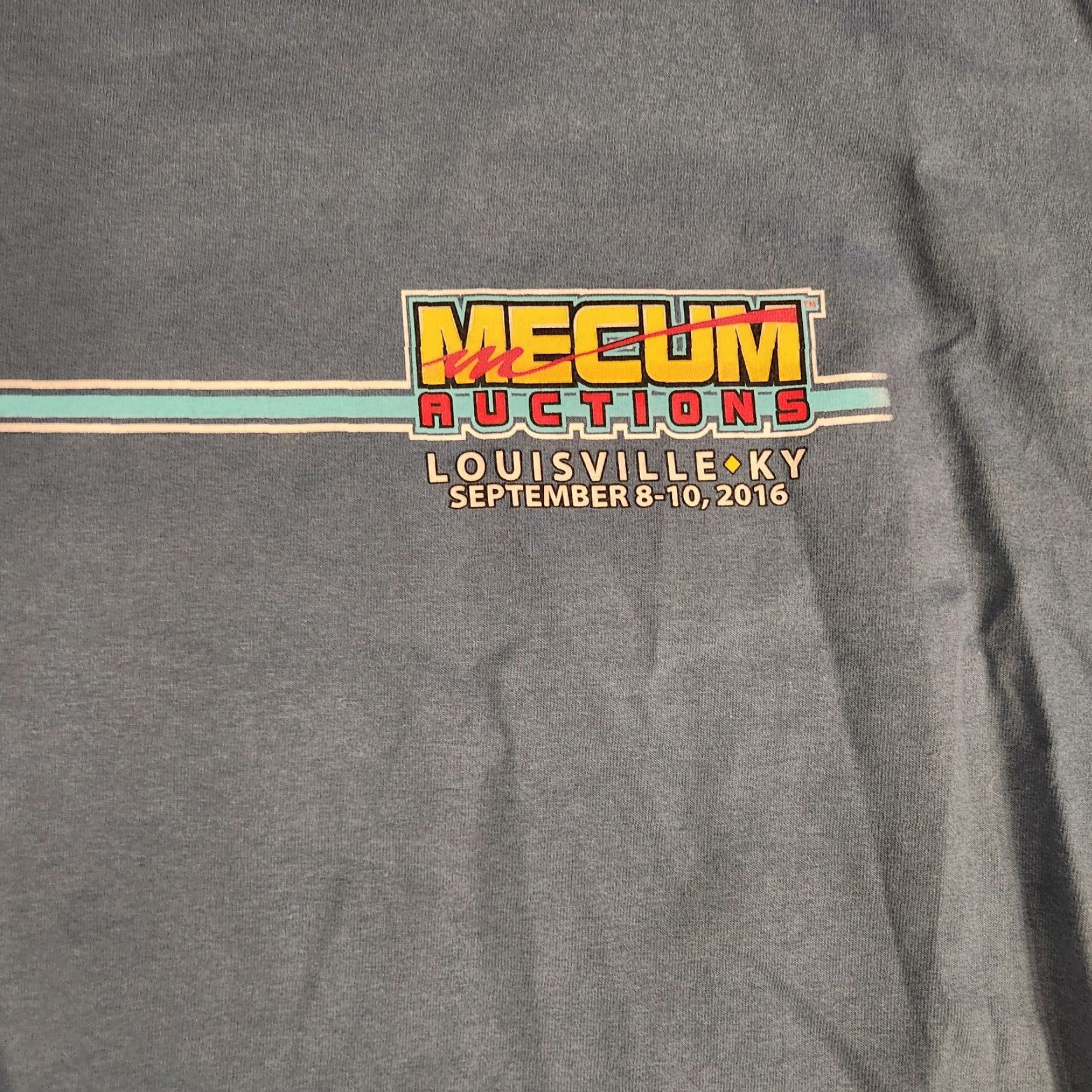 Hanes Mecum Auctions T Shirt Tee Size XL Louisville KY Auto Muscle Car Racing Blue Men's T-Shirt Graphic Print Hanes XL Blue Cars 90% Cotton 10% Polyester Size US XL / EU 56 / 4 - 4 Thumbnail