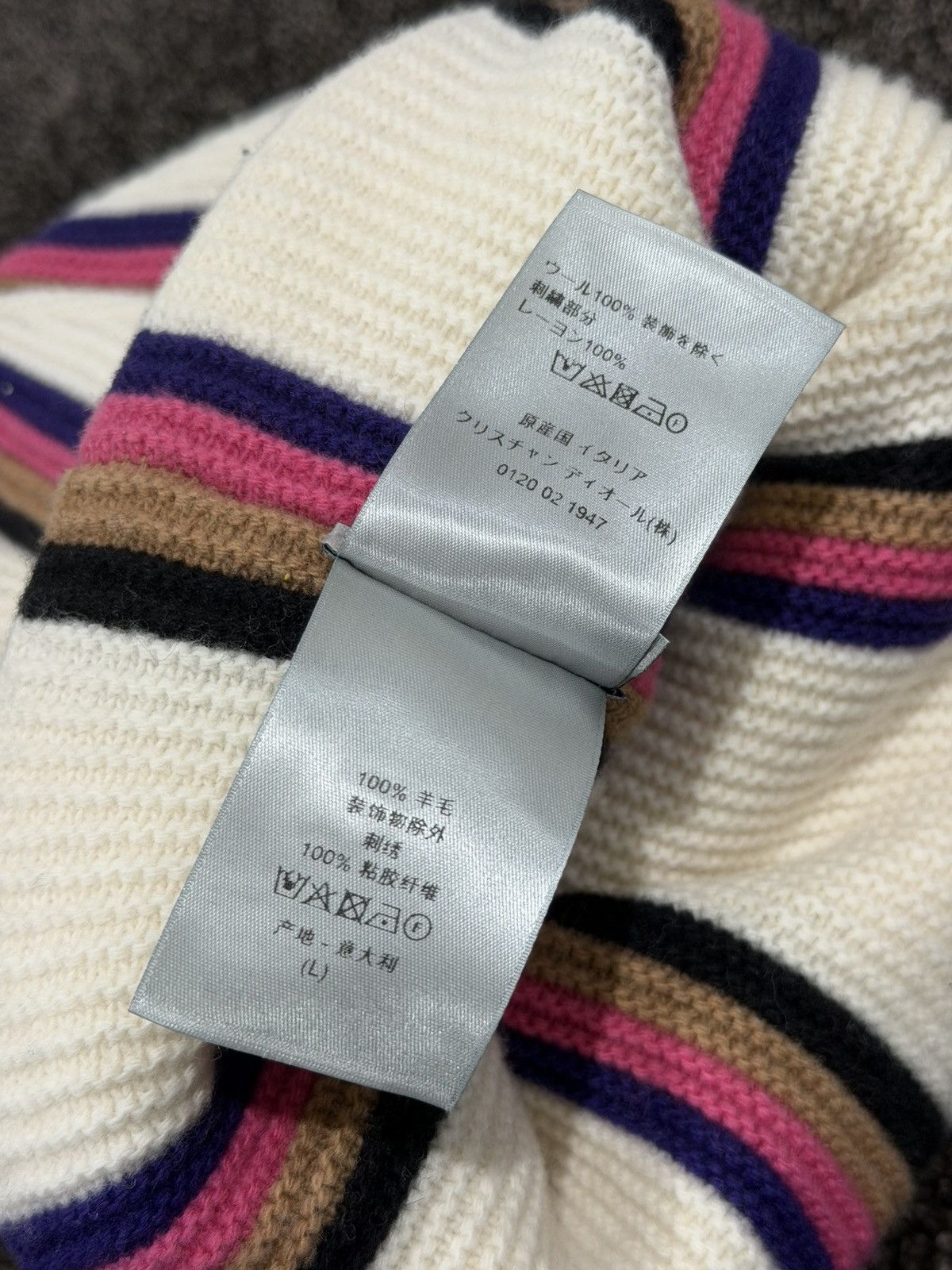 Dior Dior Striped Wool Knitted Beanie PomPom Hat Size ONE SIZE - 8 Thumbnail