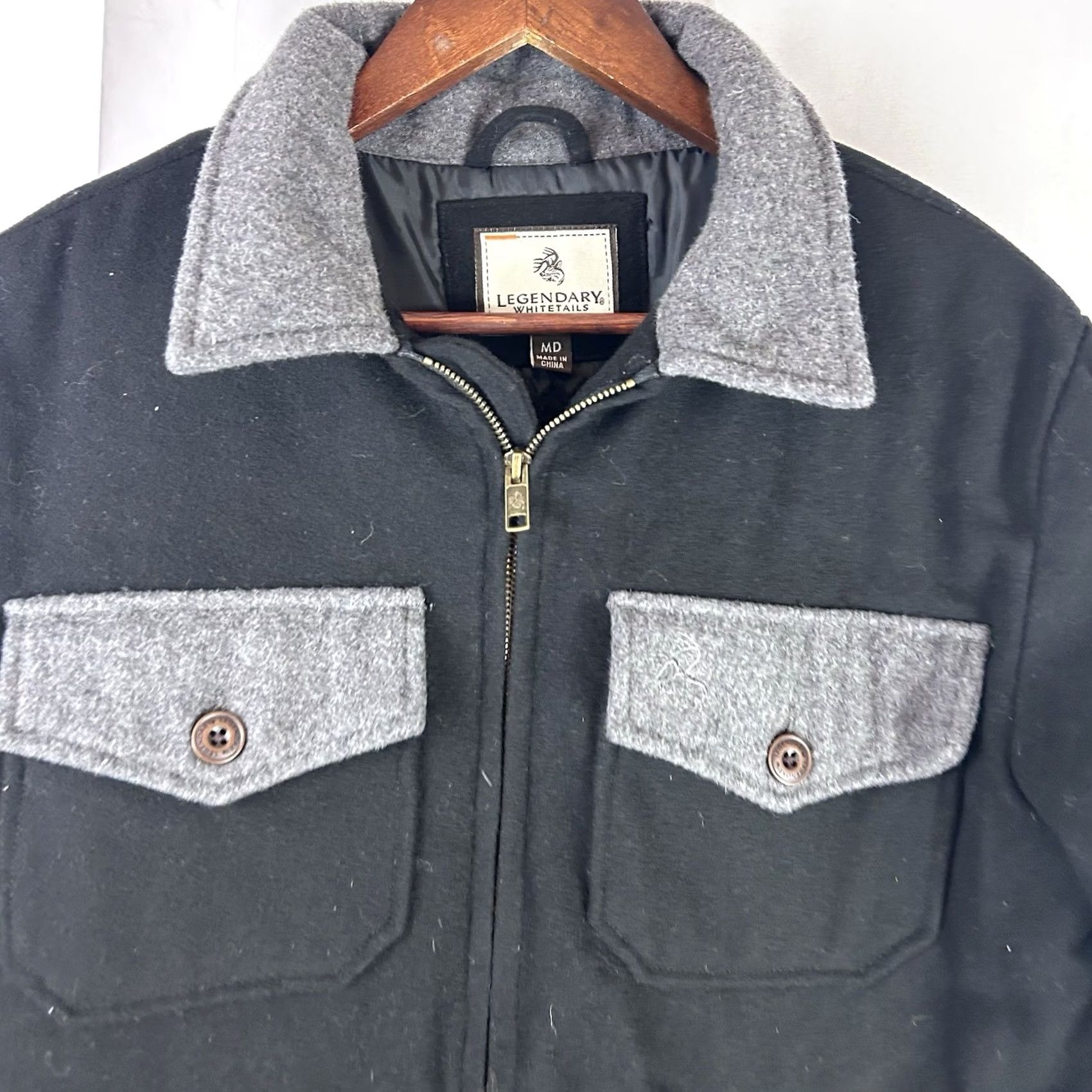 Vintage VINTAGE Legendary Whitetails Outdoorsman Jacket Black Heavy Sherpa Lined Wool Blend M Bomber Jacket Men Regular Lined Western Outdoor Classics Mens Size US M / EU 48-50 / 2 - 2 Thumbnail