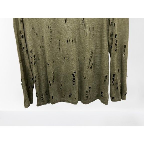 Iro IRO Top Distressed Gray Size Medium Linen Crew Neck Torn Gru Size M / US 6-8 / IT 42-44 - 2 Thumbnail