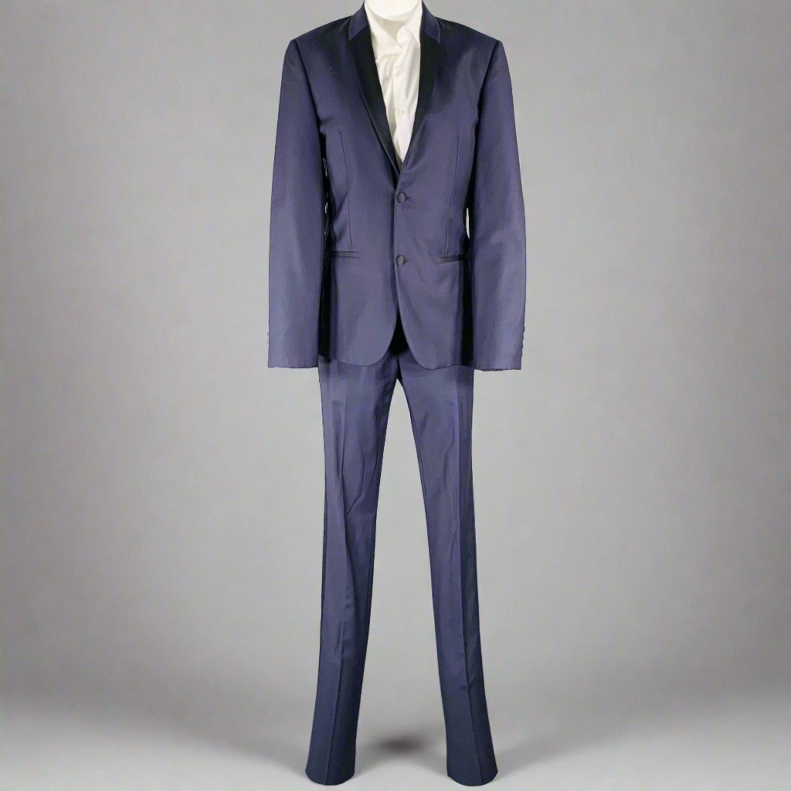Calvin Klein Size 34 Navy Black Wool Shawl Lapel Tuxedo Size 34R - 2 Thumbnail