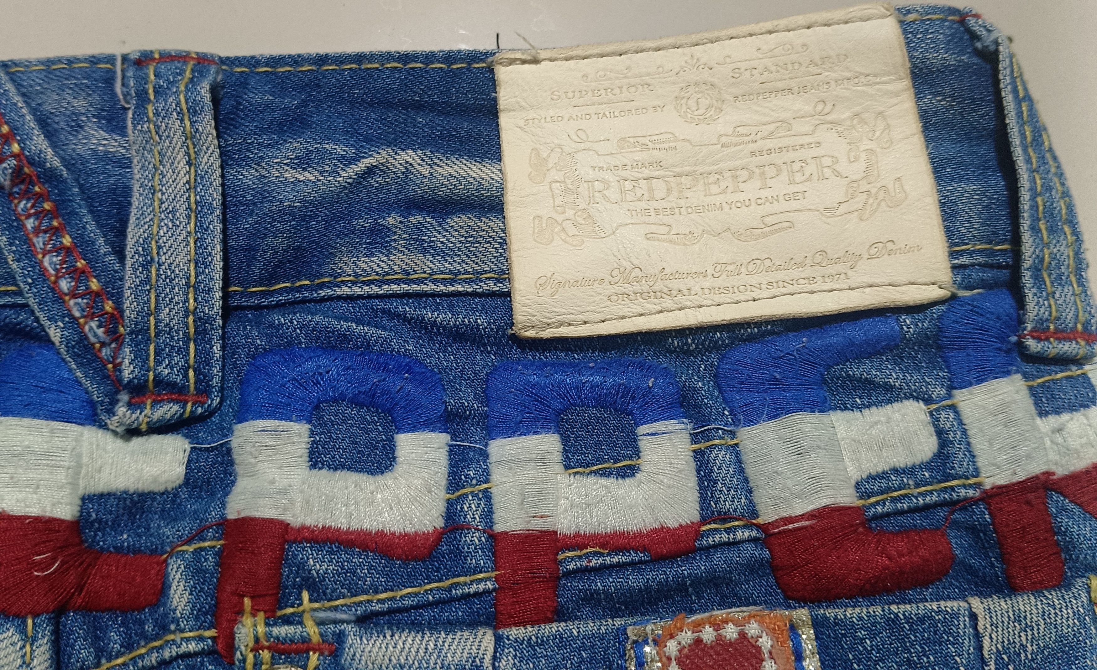 If Six Was Nine × Le Grande Bleu (L.G.B.) FLARE JEANS RED PEPPER DISTRESSED DENIM BOOT CUT PANTS Size US 28 / EU 44 - 8 Thumbnail