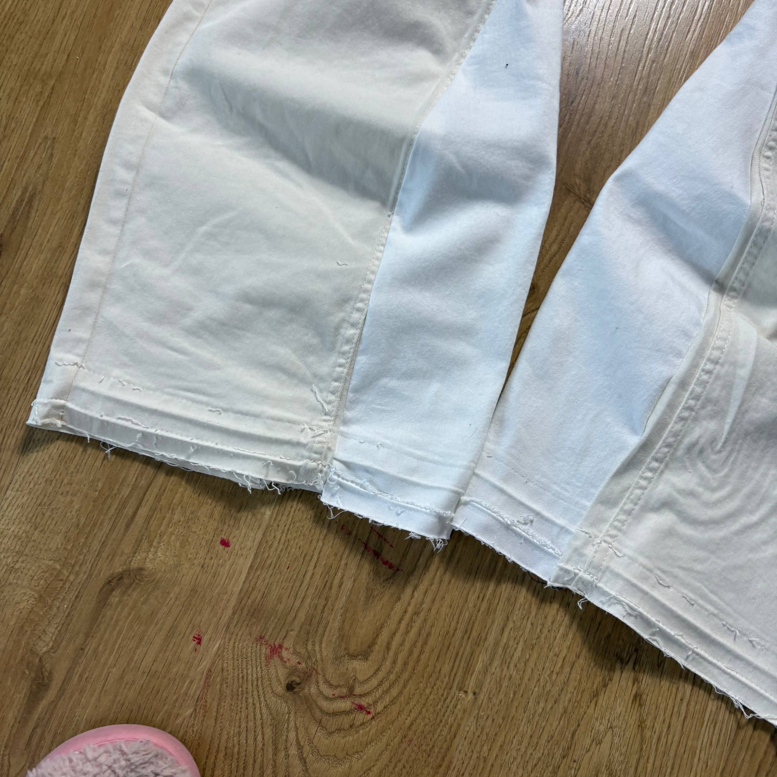 Japanese Brand Custom white Baggy Distressed Jeans Painted Wide Leg Size US 31 - 6 Thumbnail