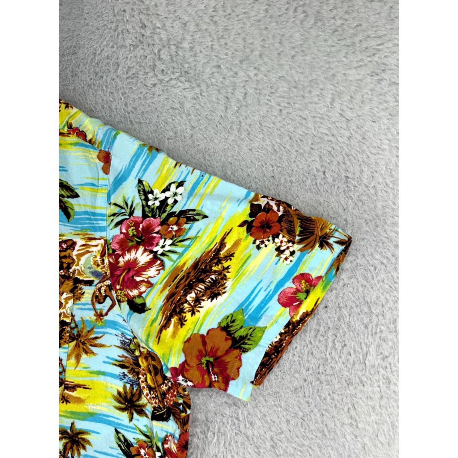 George George Hawaiian Shirt Mens 2XL Blue Floral Print Sleeves Short Sleeve Button-Up Cotton Size US XXL / EU 58 / 5 - 5 Thumbnail