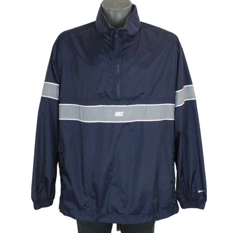Nike Vintage Nike Anorak Windbreaker Blue Spell Out 1/2 Jacket Size US XL / EU 56 / 4 - 1 Thumbnail