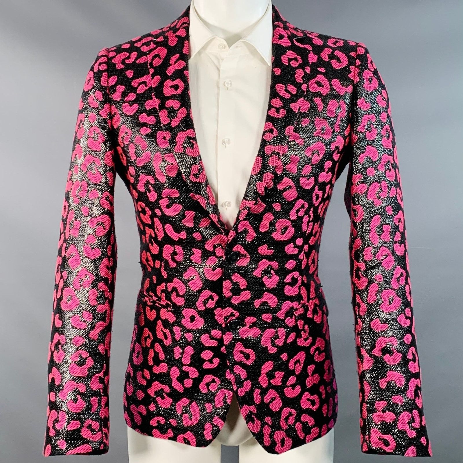 Walter Van Beirendonck SS22 Size 38 Regular Sharp Blazer Black Hot Pink Sport Coat Size 38R - 1 Thumbnail