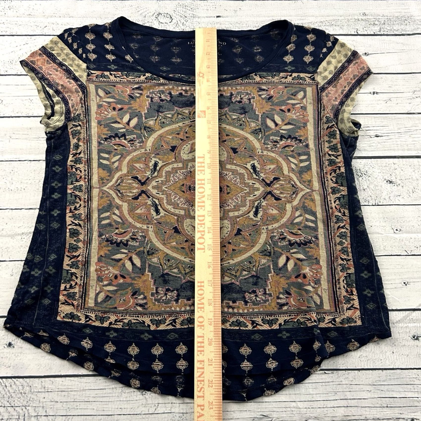 Lucky Brand Lucky Brand Burnout Short Sleeve Top Women M Blue Shirt Women Short Sleeve Burnout Blue Swing 90s (If applicable) Size M / US 6-8 / IT 42-44 - 3 Thumbnail