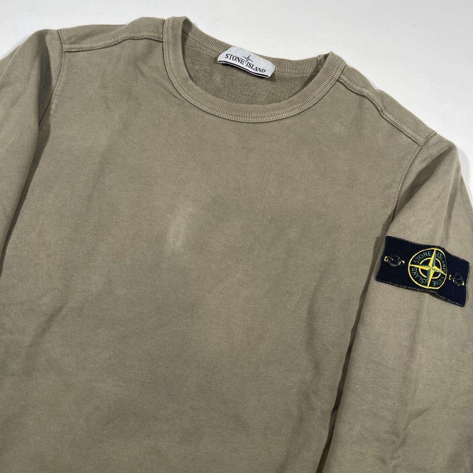 Stone Island Stone Island Garment Dyed Olive Green Crewneck Sweater Size US M / EU 48-50 / 2 - 2 Thumbnail