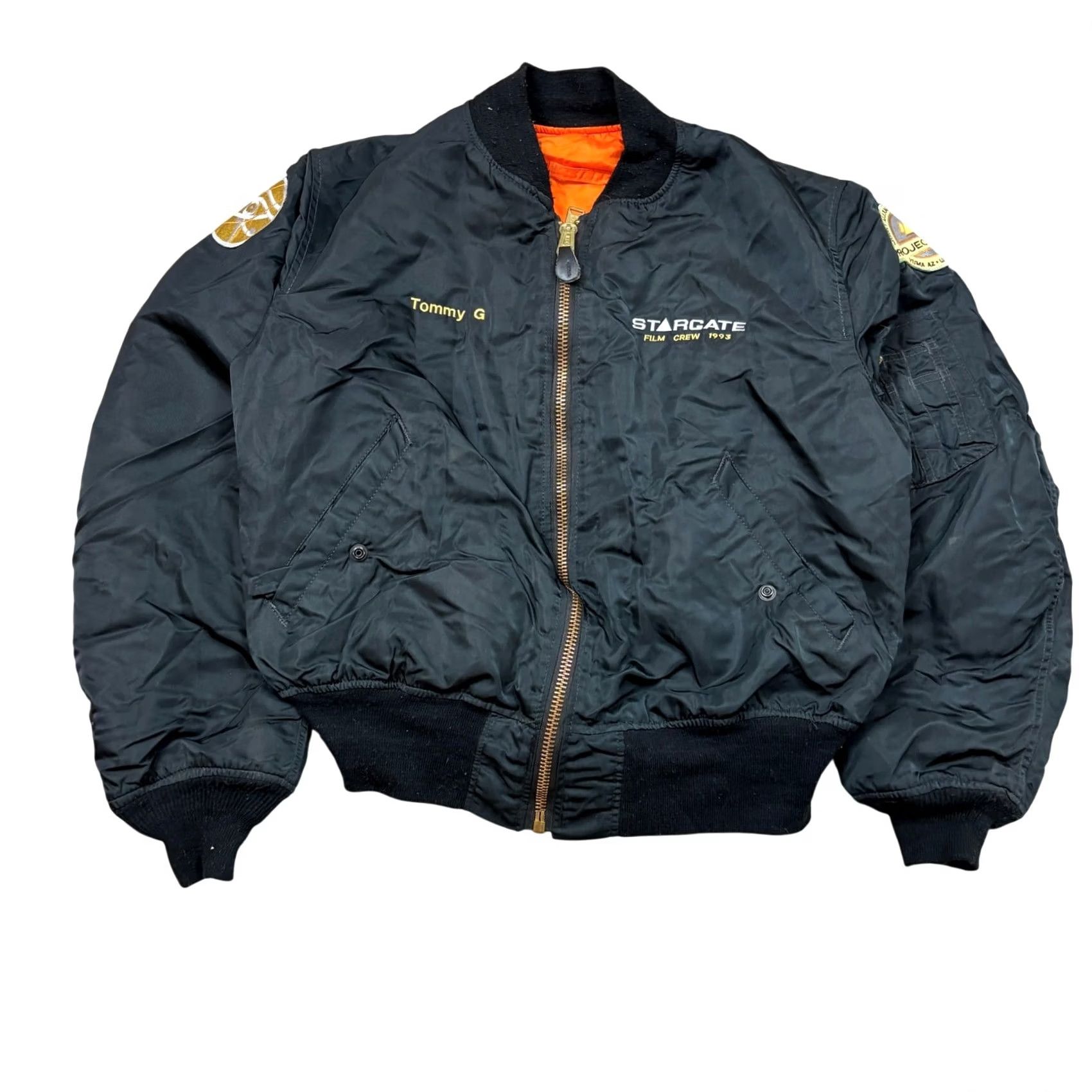 Alpha Industries VINTAGE Rare 1993 Stargate Film Cast and Crew Alpha Industries Bomber Jacket XL Mens Black Nylon Bomber Jacket XL Size US XL / EU 56 / 4 - 2 Thumbnail
