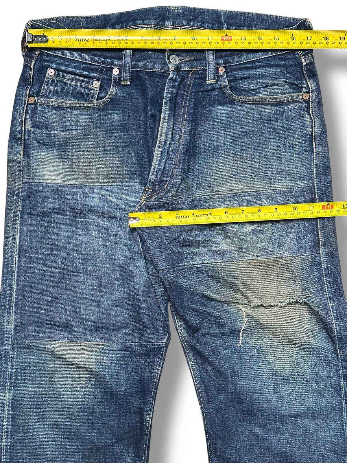 Denime Denime Vintage 80's Distressed Selvedge Baggy Faded Wash Size US 34 / EU 50 - 15 Thumbnail