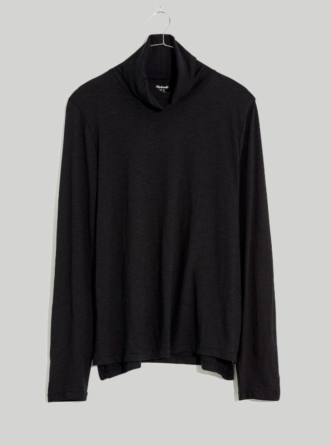 Madewell Madewell NB671 Whisper Cotton Turtleneck Black ( 3X ) Size 3XL / US 20-22 - 2 Thumbnail