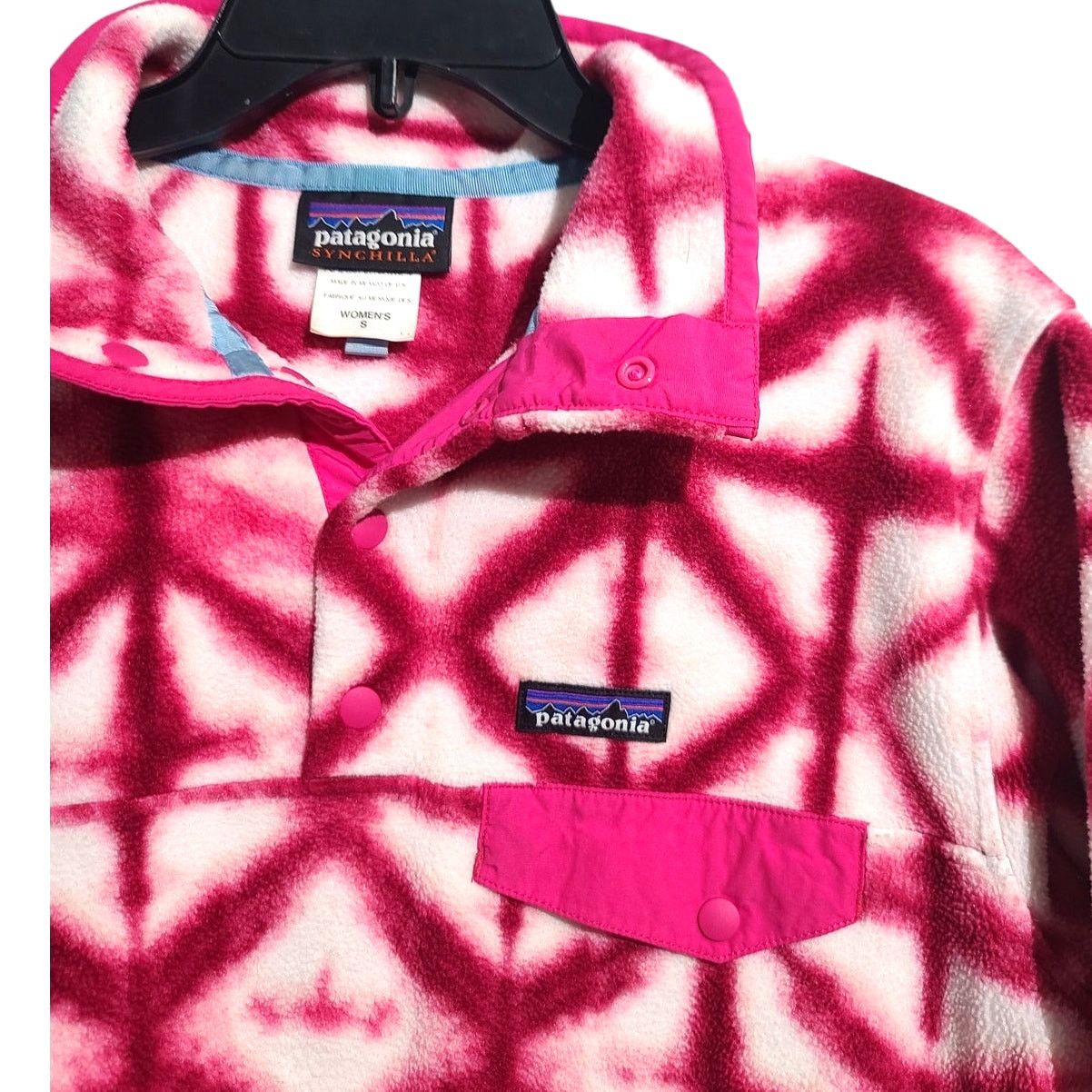 Patagonia Synchilla Pink Diamond Tie Dye Snap-T Pullover S