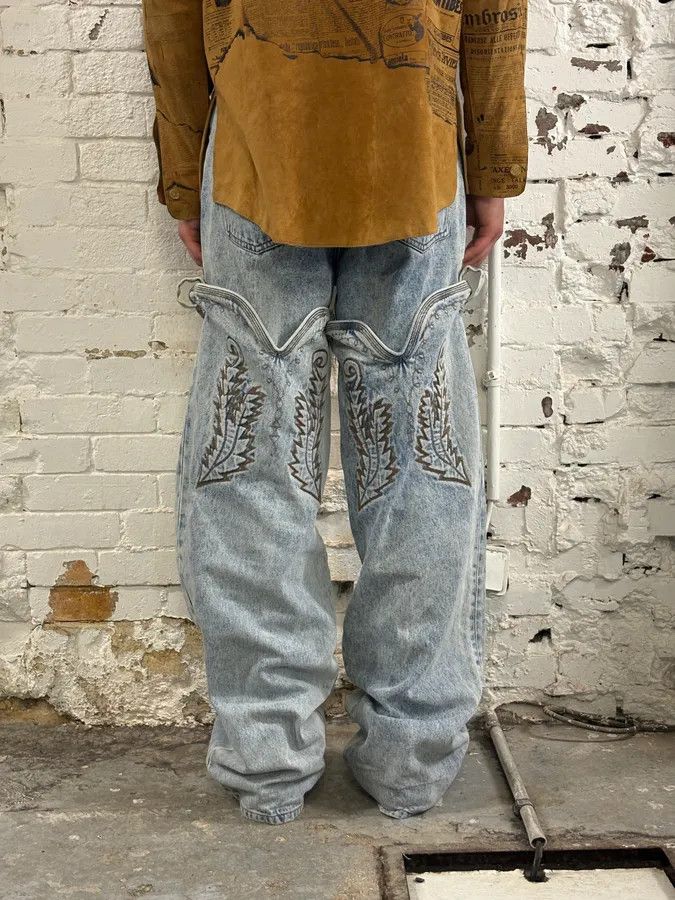 Y/Project Y/Project Light Blue Denim Embroidered Cowboy Jeans Size US 32 / EU 48 - 4 Thumbnail