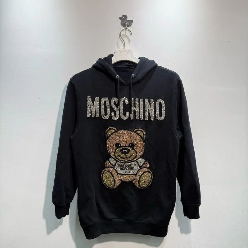 Moschino Moschino Black Cotton Men's Hoodie with Bear 0089 Size US S / EU 44-46 / 1 - 1 Thumbnail