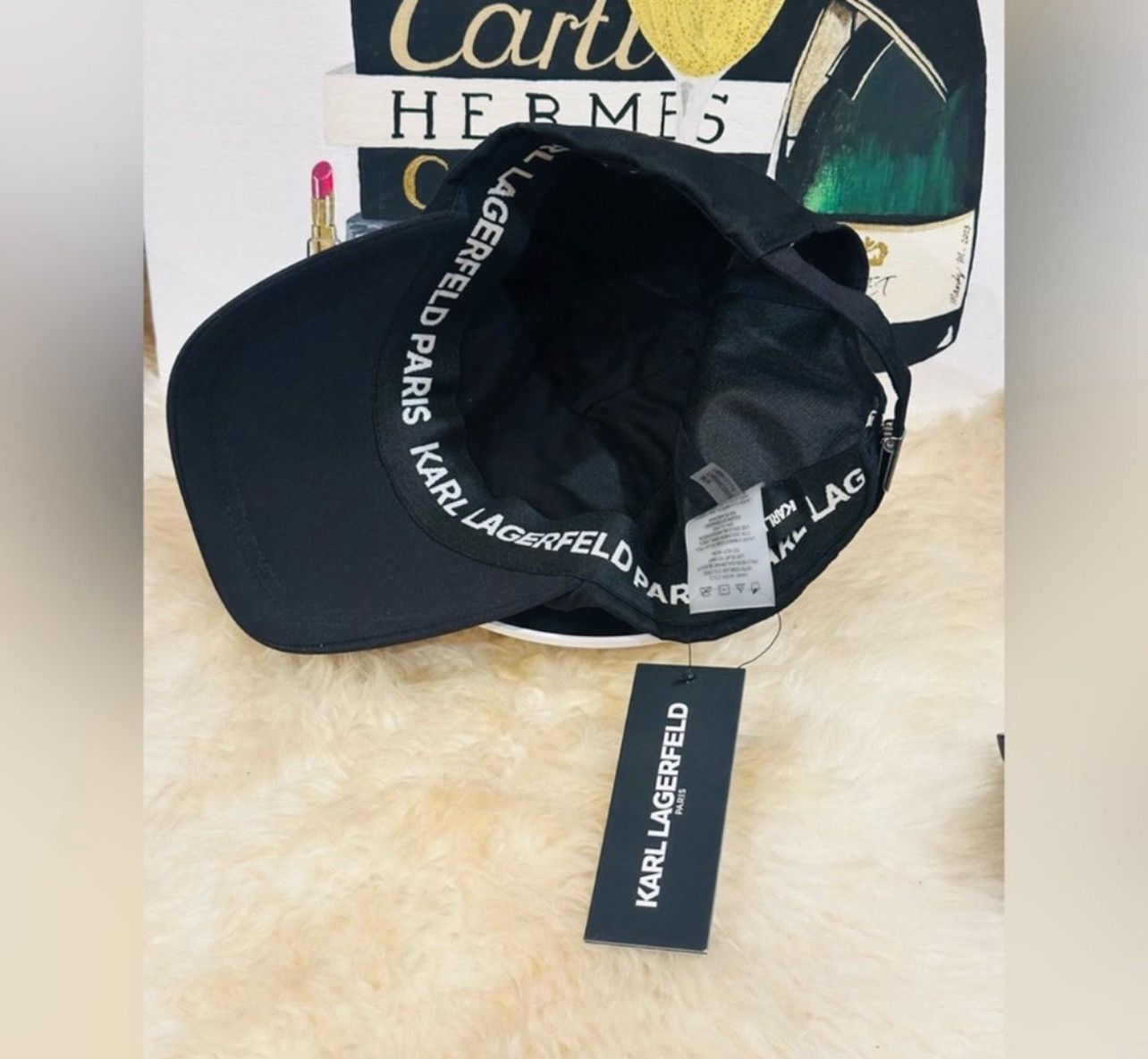 Karl Lagerfeld KARL LAGERFELD Paris Black Logo Cate Pin Charms Baseball Cap Size ONE SIZE - 3 Thumbnail