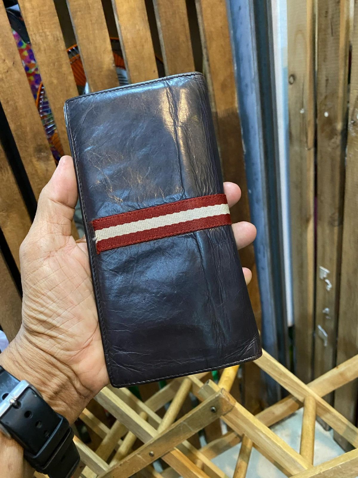 Bally × Designer × Vintage Bally Wallet Purse Brown Red Canvas Leather unisex Size ONE SIZE - 15 Thumbnail