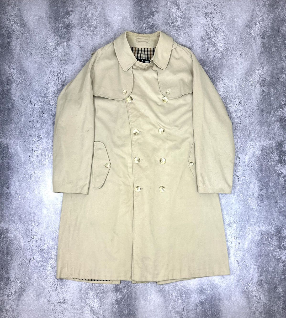 Vintage Daks London Luxury Nova Check Designer Trench Coat