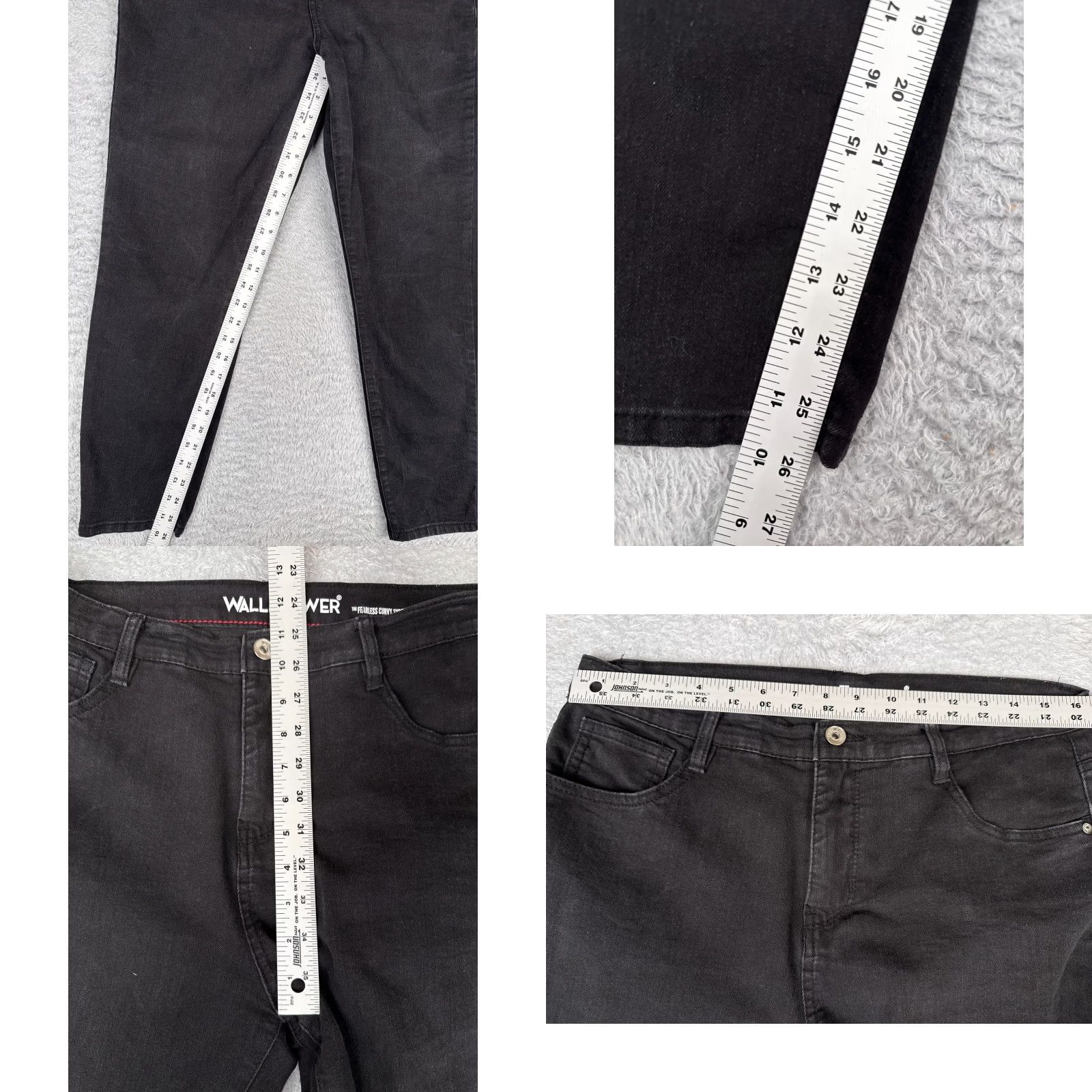 Vintage Wallflower Jeans Wallflower Jeans Black Denim 11 Juniors High Rise Stretch 5-Pocket Design Cotton Blend Womens Jeans Hip-Length Tapered Size 32" / US 10 / IT 46 - 8 Thumbnail