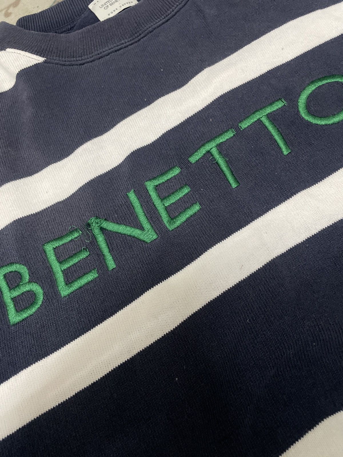 United Colors Of Benetton Benetton Spellout Stripes Seeatshirt Size US L / EU 52-54 / 3 - 7 Thumbnail