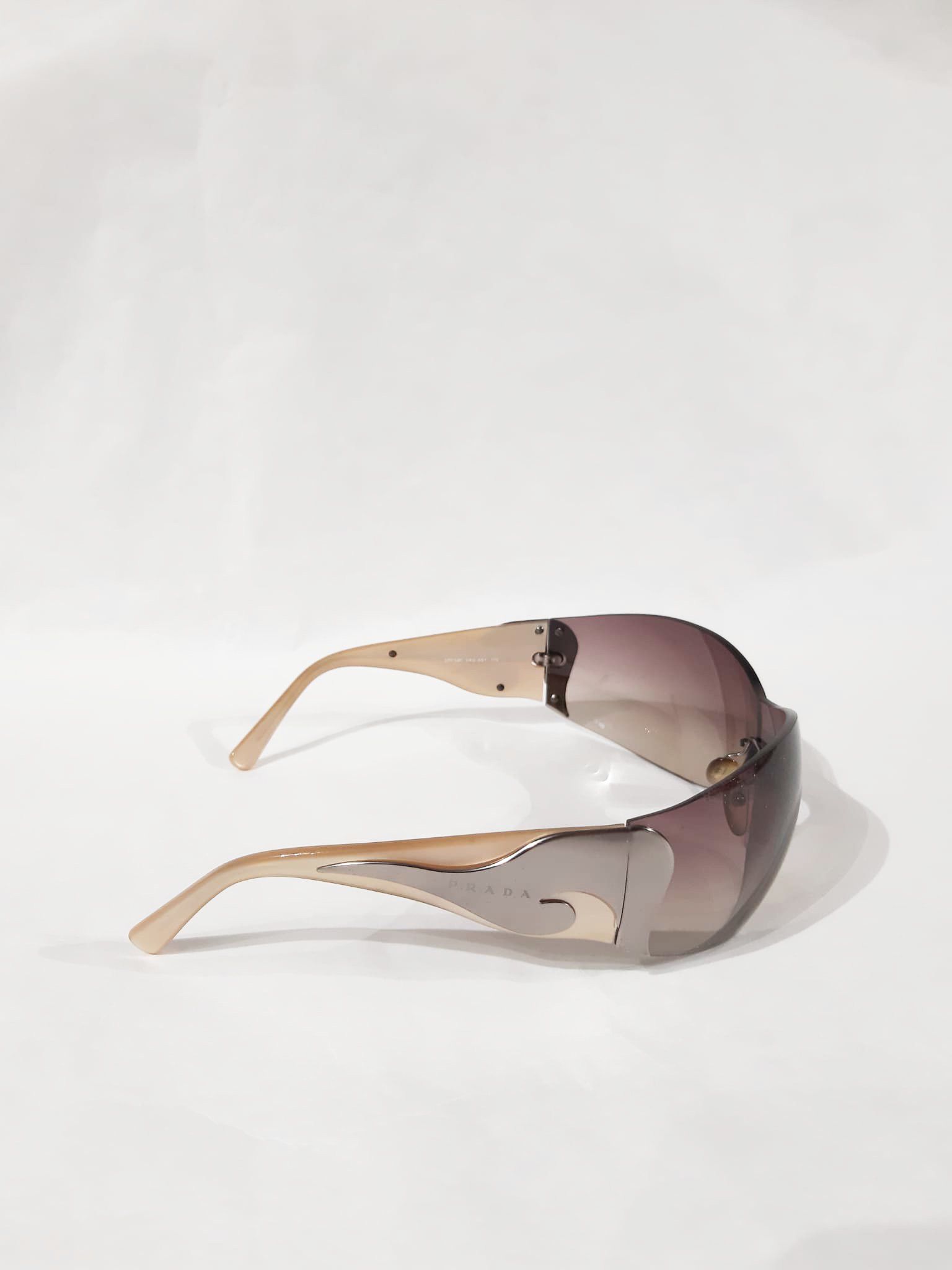 Prada Y2K Chrome Wave Beige Pearl Sunglasses Vintage SS 2004 Size ONE SIZE - 2 Thumbnail