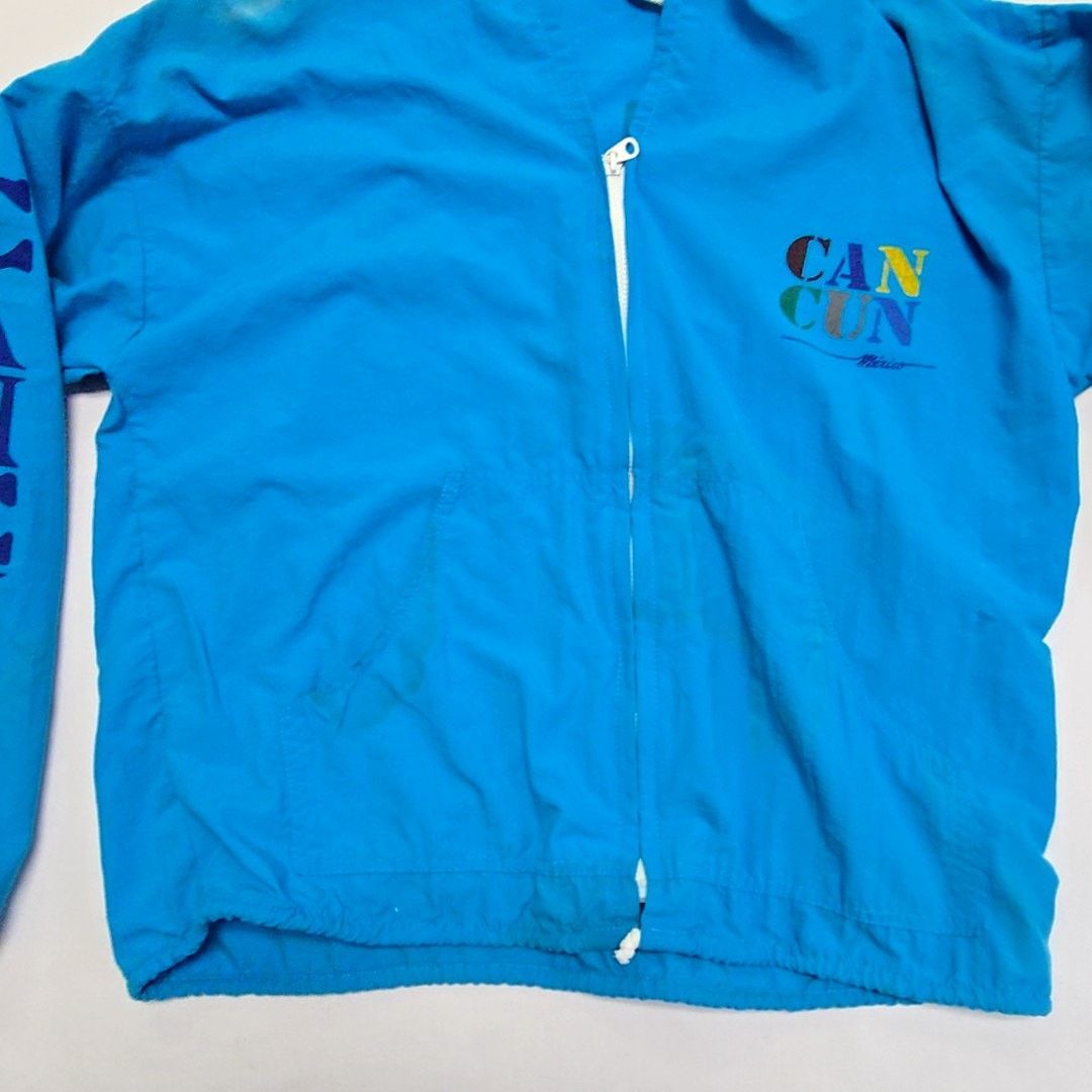 Vintage Vintage Cancun Mexico Windbreaker Jacket Blue Hooded XL Size US M / EU 48-50 / 2 - 2 Thumbnail