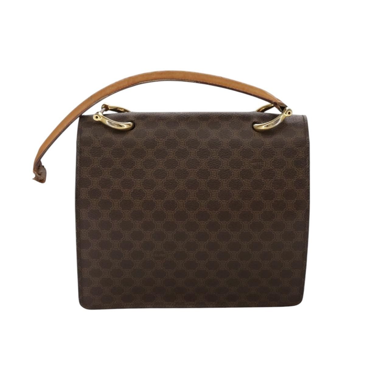 Celine CELINE Macadam Canvas Hand Bag Pvc Leather Brown Size ONE SIZE - 3 Thumbnail