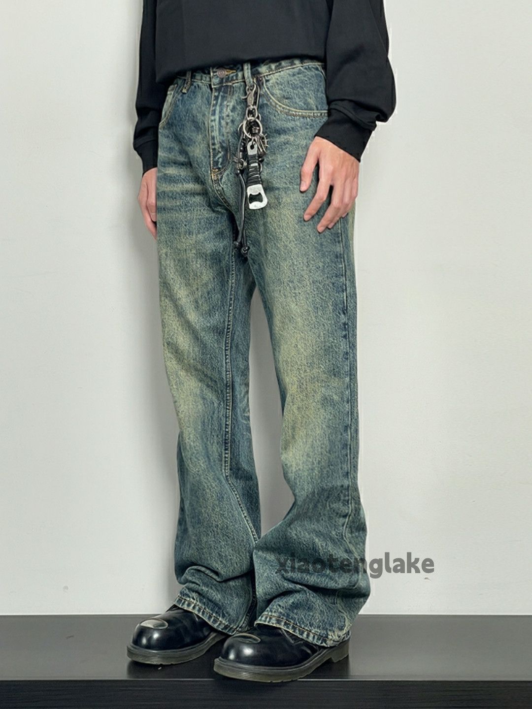 Jean × Vintage washed faded cleanfit skate hiphop yuppie flared jeans Size US 32 / EU 48 - 3 Thumbnail