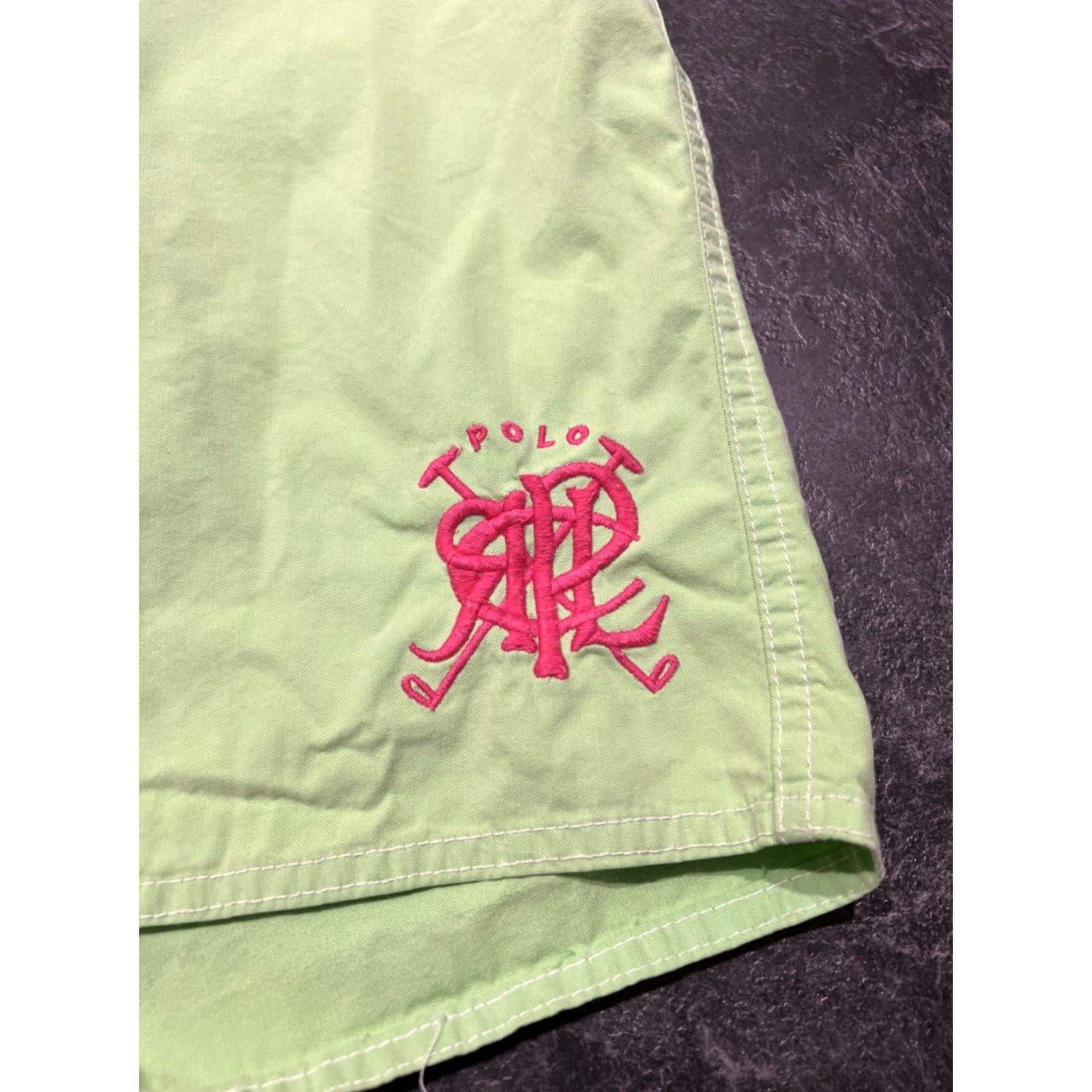 Polo Ralph Lauren VINTAGE Polo Ralph Lauren Swim Trunks Cross Mallets L Men Green Trunks Back Pocket Built-In Brief Elastic Waist Drawstring Lightweight Pockets Size US L / EU 52-54 / 3 - 2 Thumbnail
