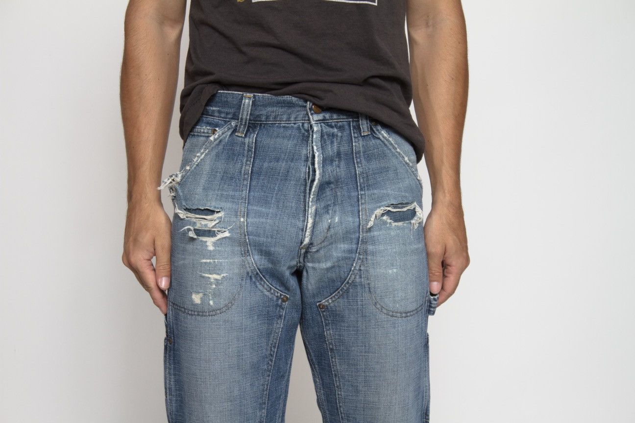 Carhartt BLUE FADED DISTRESSED HIGH DOUBLE KNEE PANTS BY CARHARTT Size US 28 / EU 44 - 1 Thumbnail