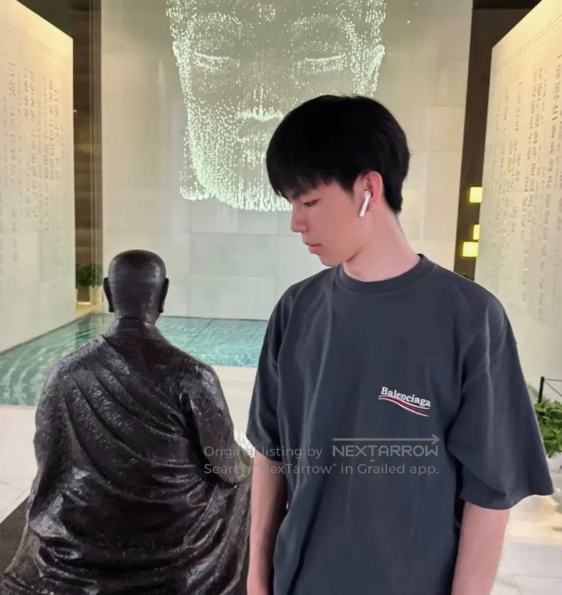 Balenciaga Balenciaga Smoke Grey Coke Embroidered Short Sleeve Size US S / EU 44-46 / 1 - 6 Thumbnail