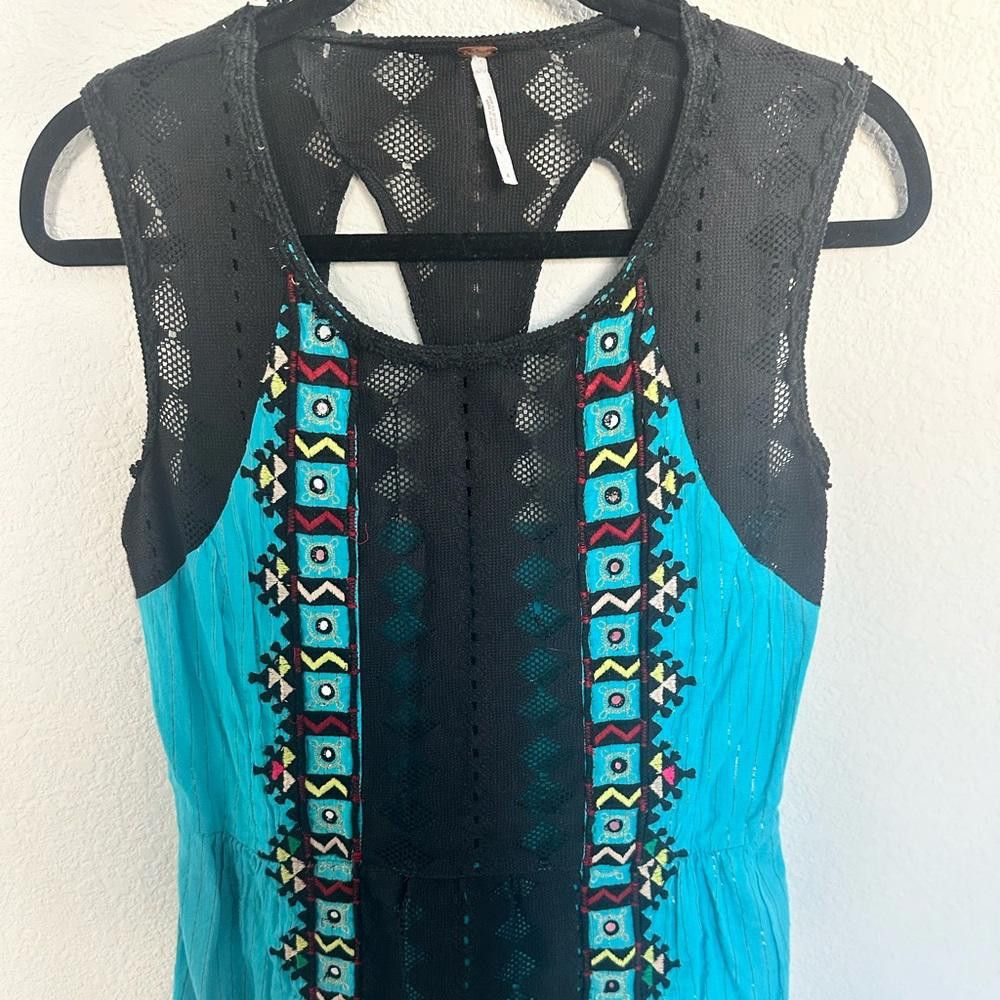 Free People Free People Water Lily Embroidered Turquoise Blue Dress 4 Size S / US 4 / IT 40 - 4 Thumbnail
