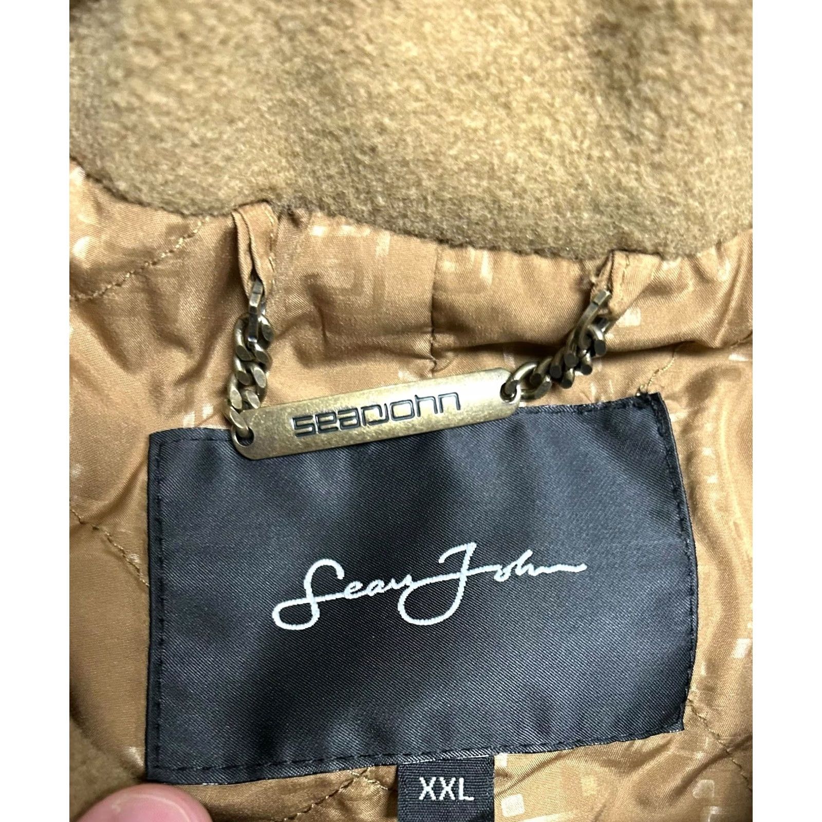 Sean John Sean John Women's Brown Button Up Wool Pea Coat Vintage Sz 2XL Y2K Jacket Tan Coat Jacket Cap Size XXL / US 16-18 / IT 52-54 - 6 Thumbnail