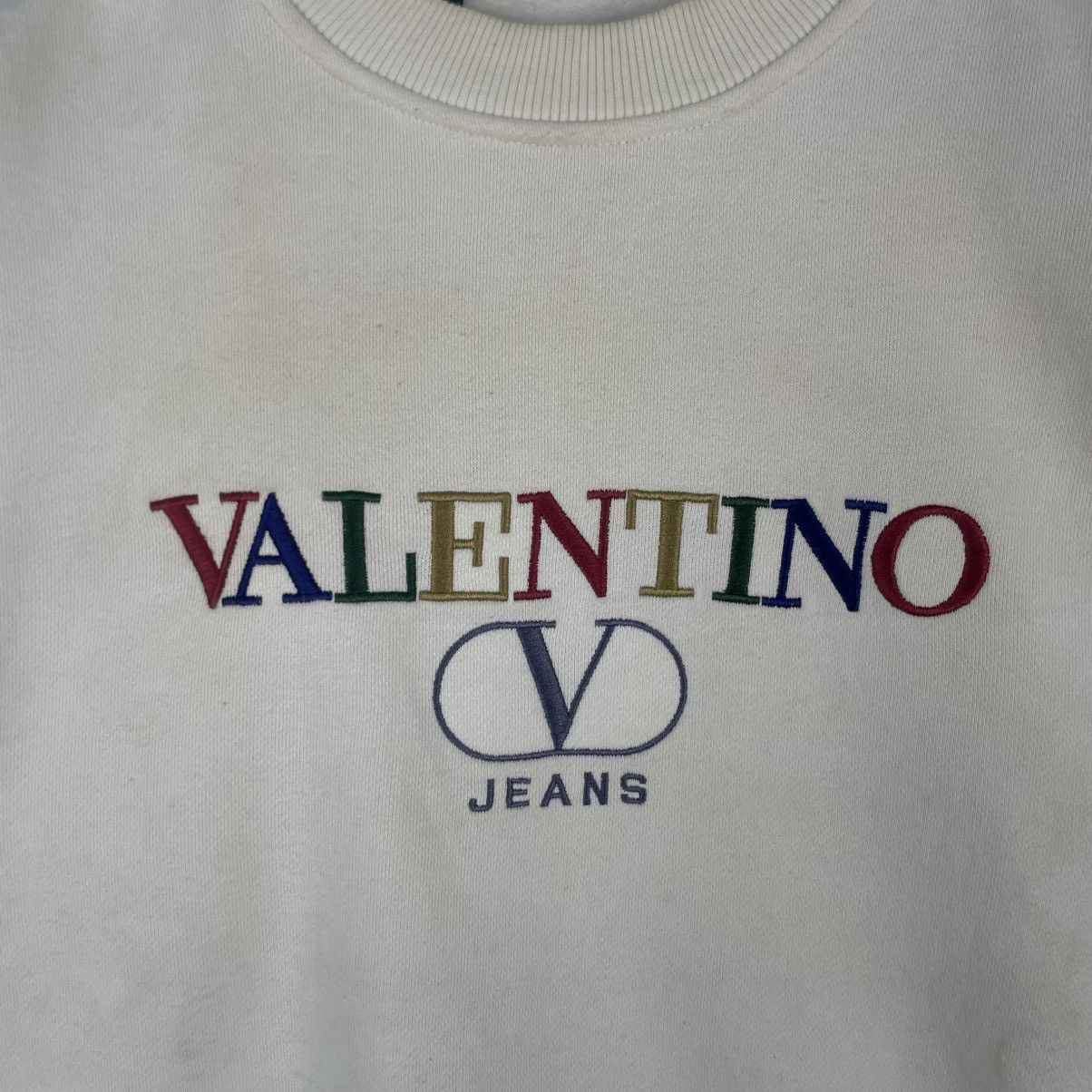 Designer × Vintage vintage Hoodie/ sweater Valentino jeans sweater - cream Size US M / EU 48-50 / 2 - 7 Thumbnail