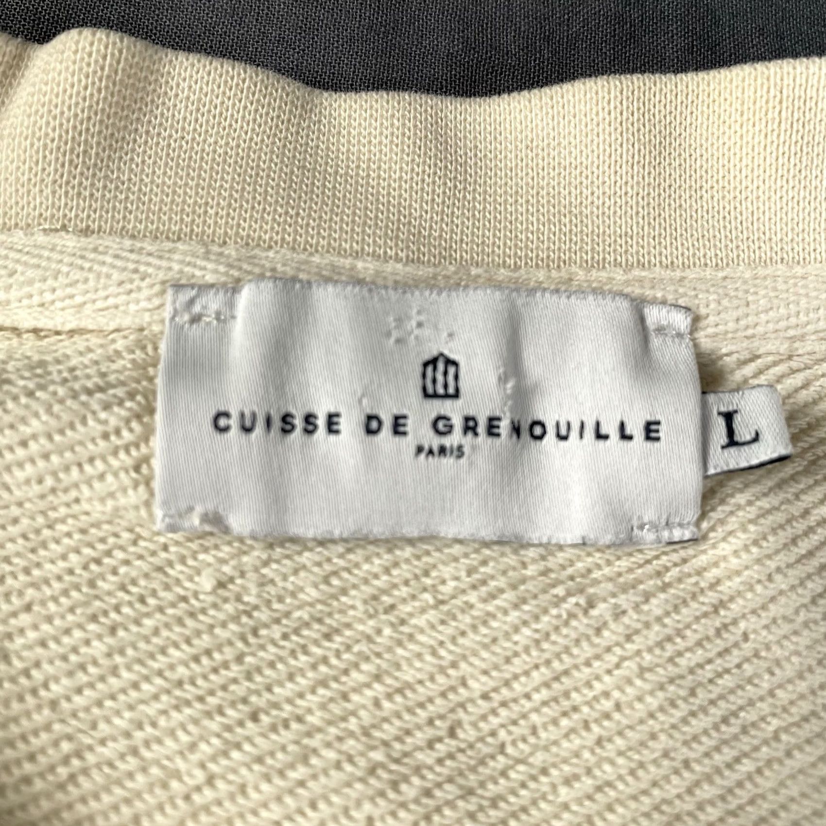 Cuisse de Grenouille VINTAGE Cuisse de Grenouille Pullover Mens Large Beige Paris Patch Sweater Knit Cotton Size US L / EU 52-54 / 3 - 4 Thumbnail