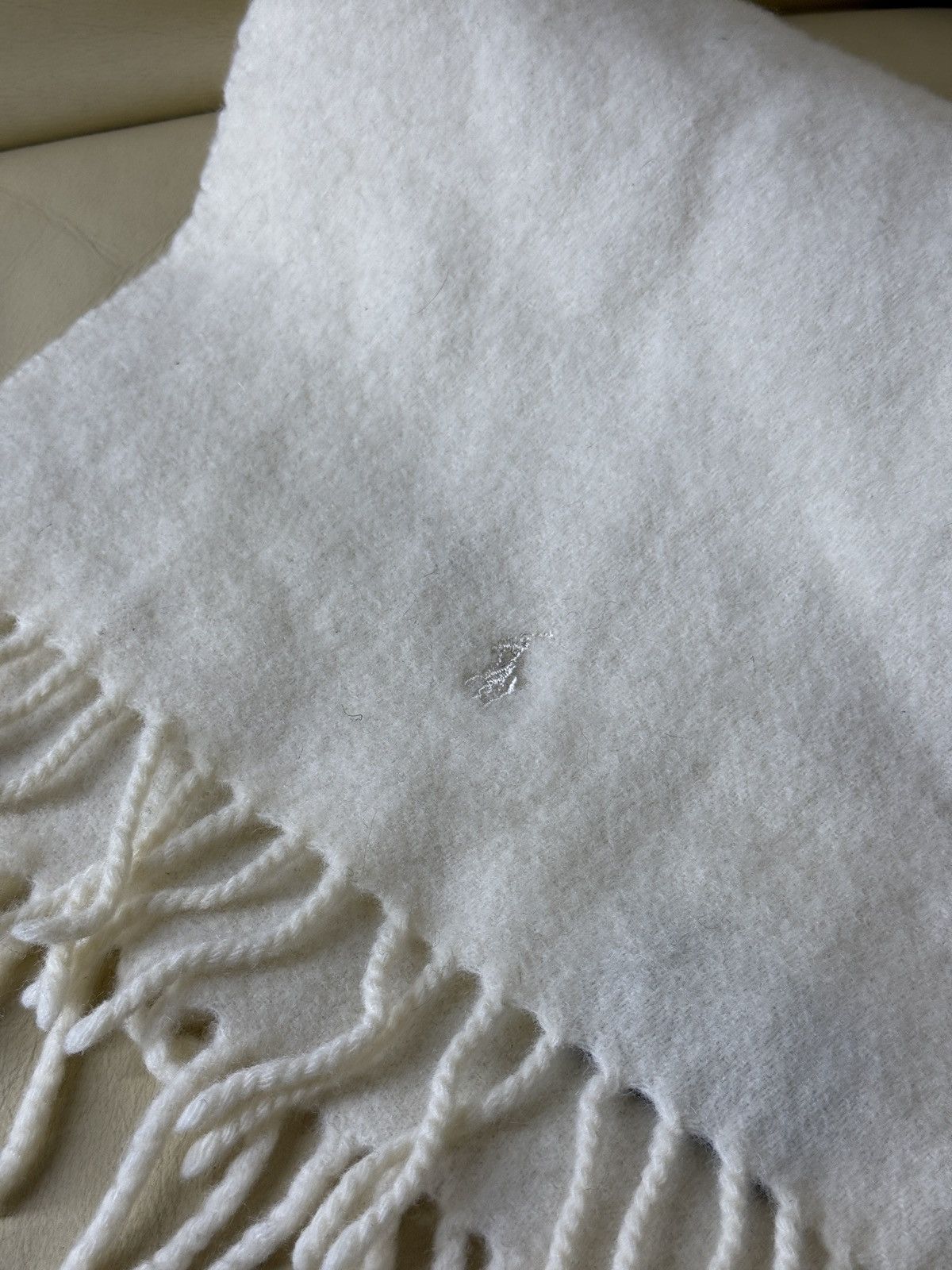 Polo Ralph Lauren Vintage Polo Ralph Lauren Wool Scarf Muffer white beige Size ONE SIZE - 1 Thumbnail
