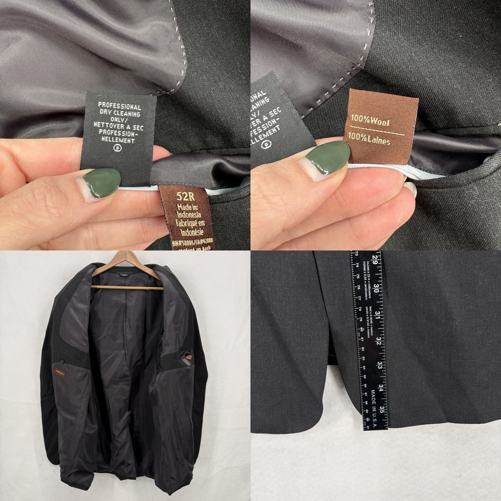 Vintage Oak Hill Blazer Mens 52R Black Wool Two-Button Lined Sport Coat Jacket Size 52R - 8 Thumbnail