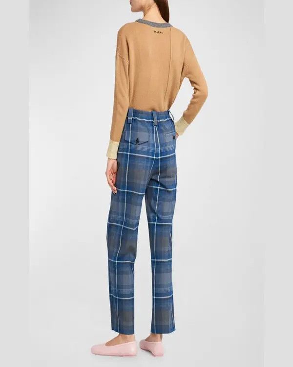 Marni o1w1db11125 Double-Pleated Straight-Leg Trousers in Blue Size 30" / US 8 / IT 44 - 4 Thumbnail