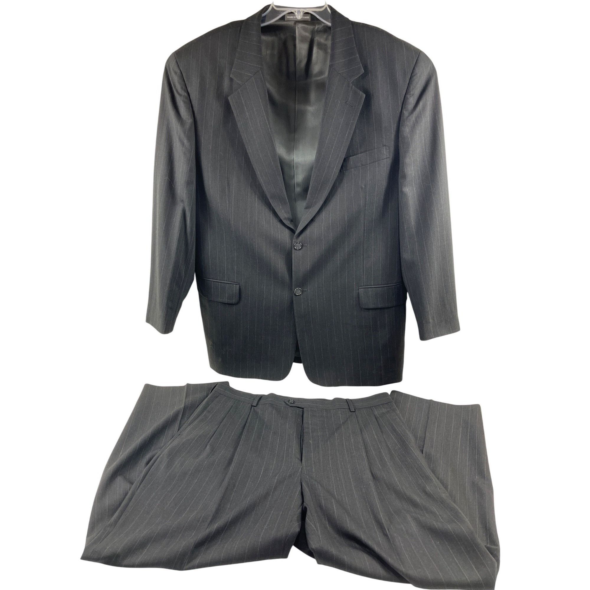 Other Mens Pinstripe Suit Jacket & Pants Set 2-Button Gray Classic Size 40L - 1 Thumbnail